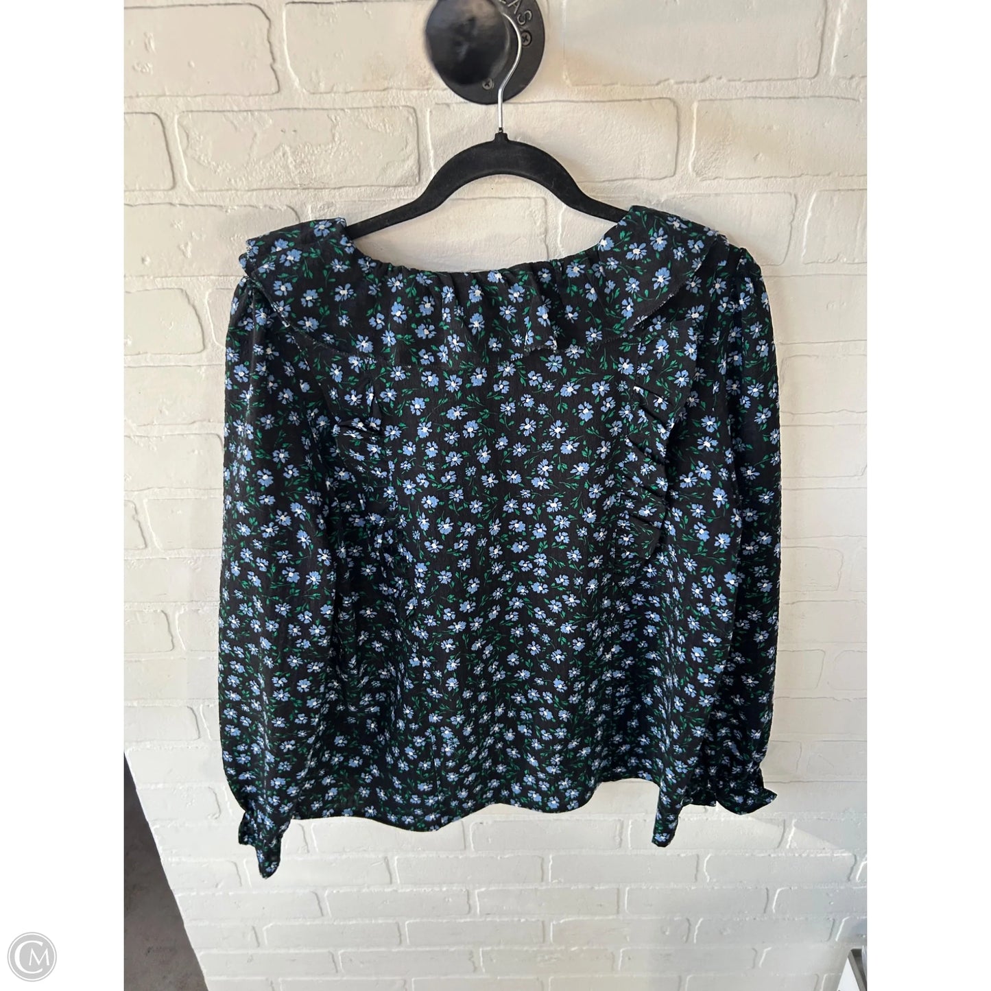 Top Long Sleeve By Loft In Black & Blue, Size: L