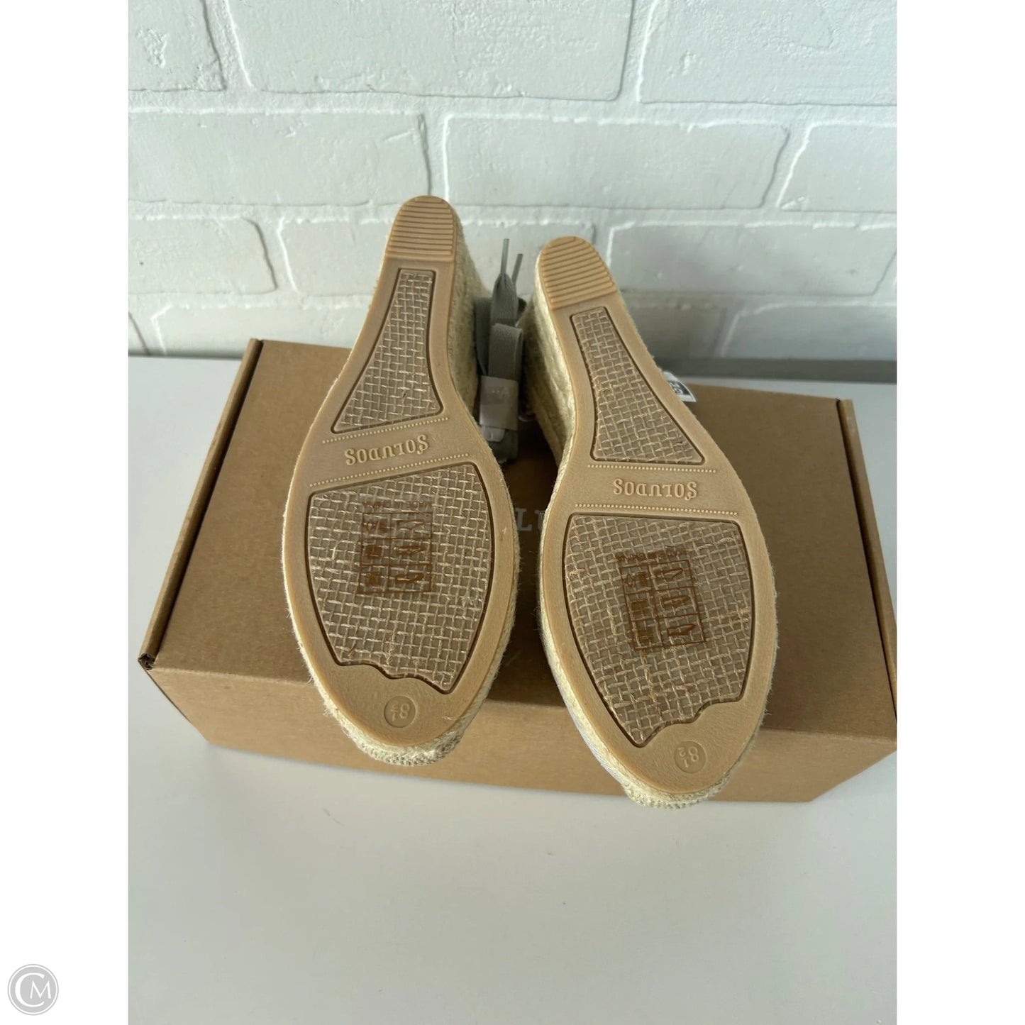 Sandals Heels Wedge By Soludos In Blue & Cream, Size: 8.5