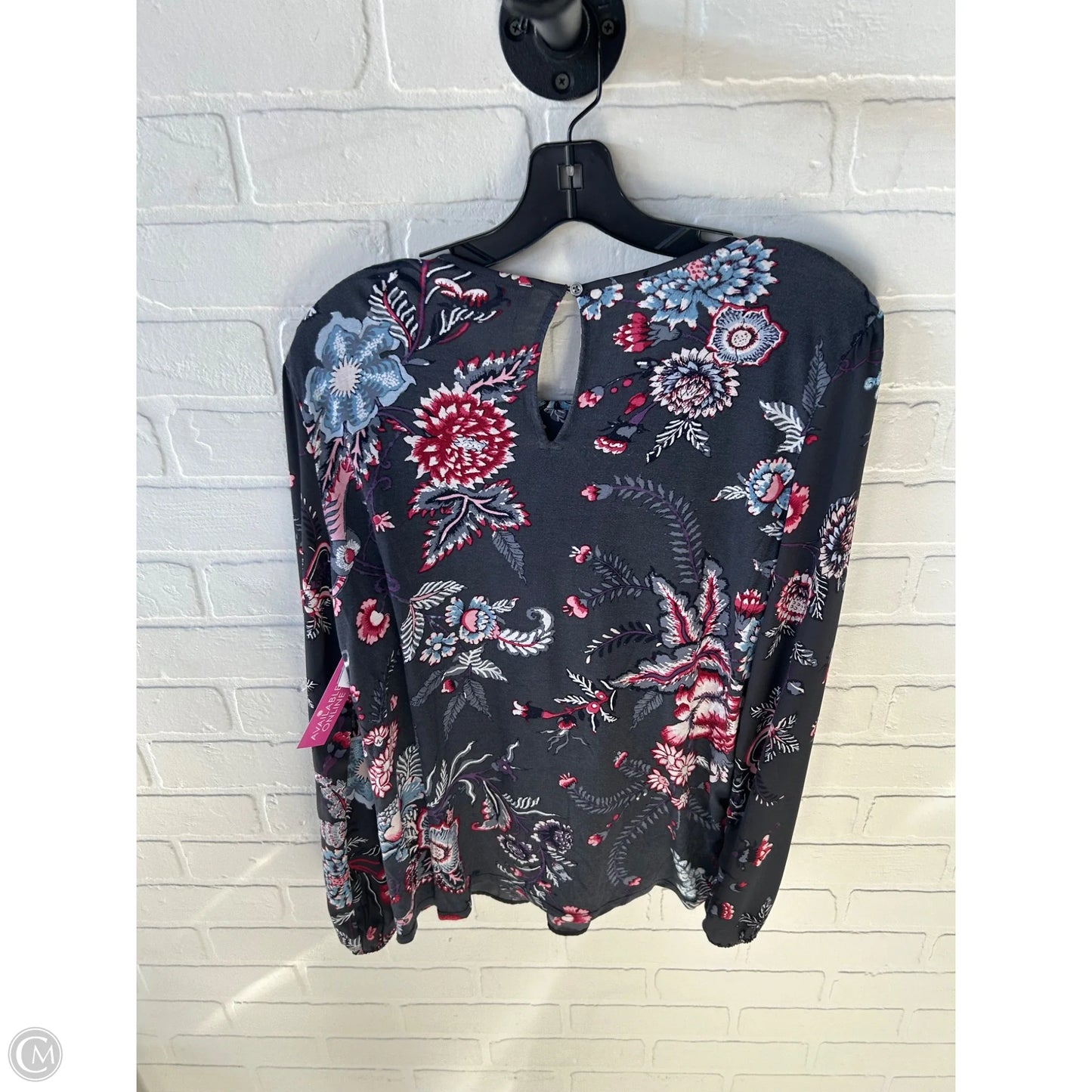 Blouse Long Sleeve By Loft In grey&blue, Size: Xs