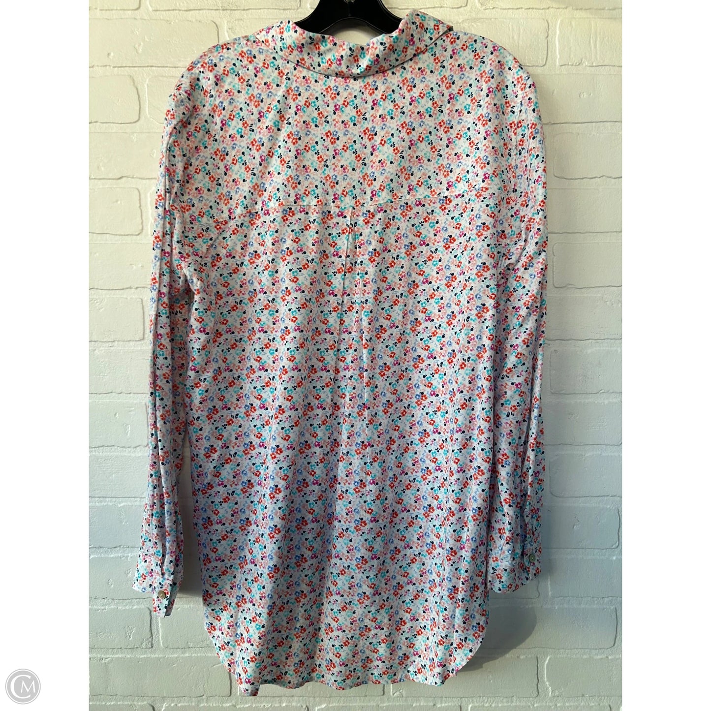 Top Long Sleeve By Jane And Delancey In Pink & White, Size: L
