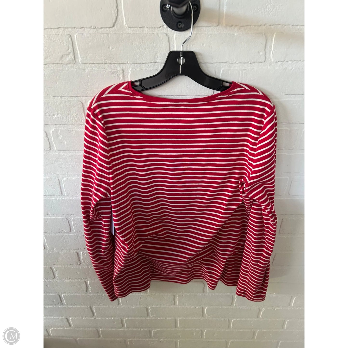 Top Long Sleeve By Talbots In Red & White, Size: L