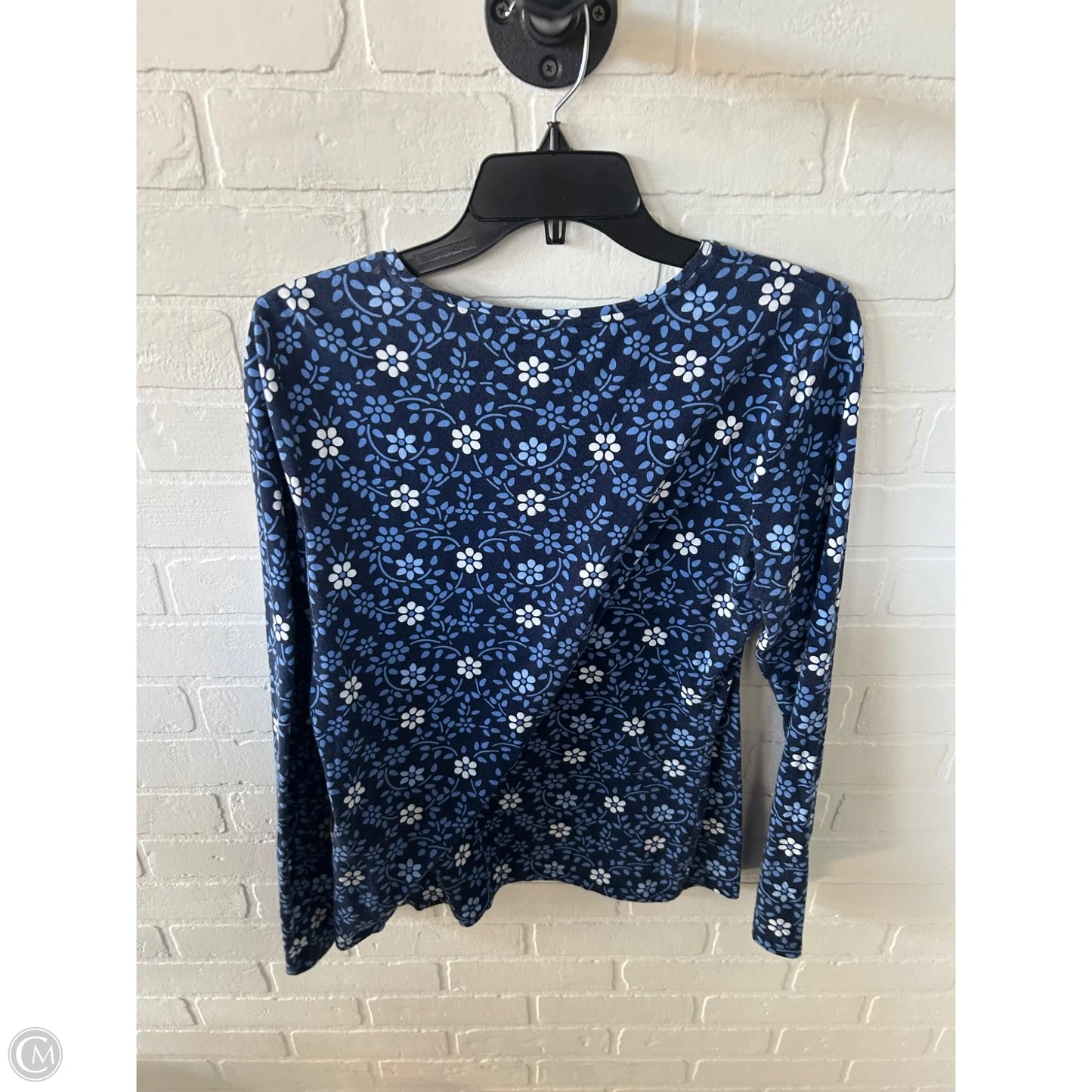 Top Long Sleeve By Talbots In Blue & White, Size: M