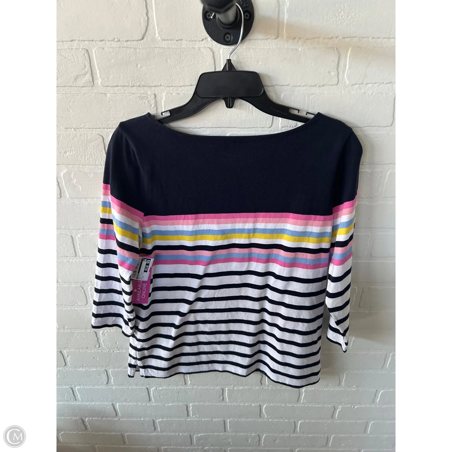 Top Long Sleeve By Talbots In Blue & White, Size: M