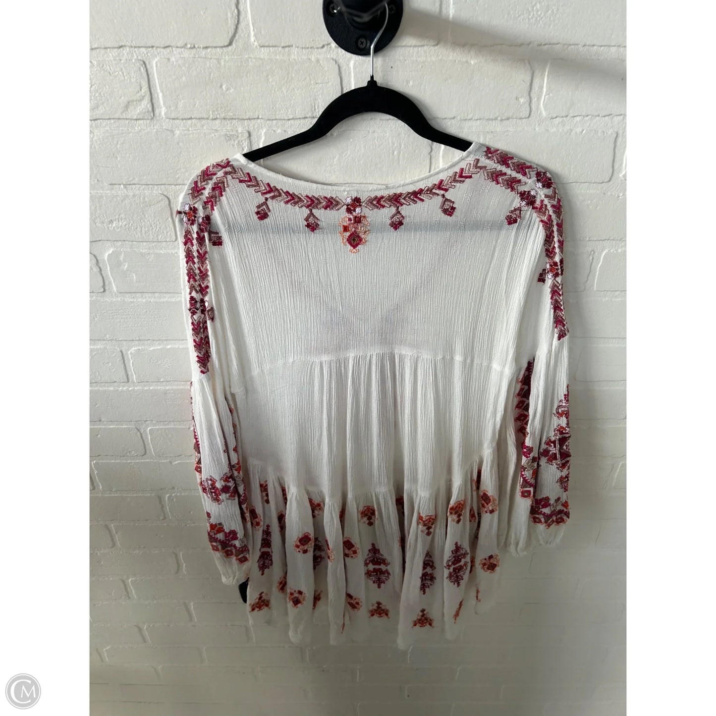 Tunic Long Sleeve By Free People In Red & White, Size: Xs