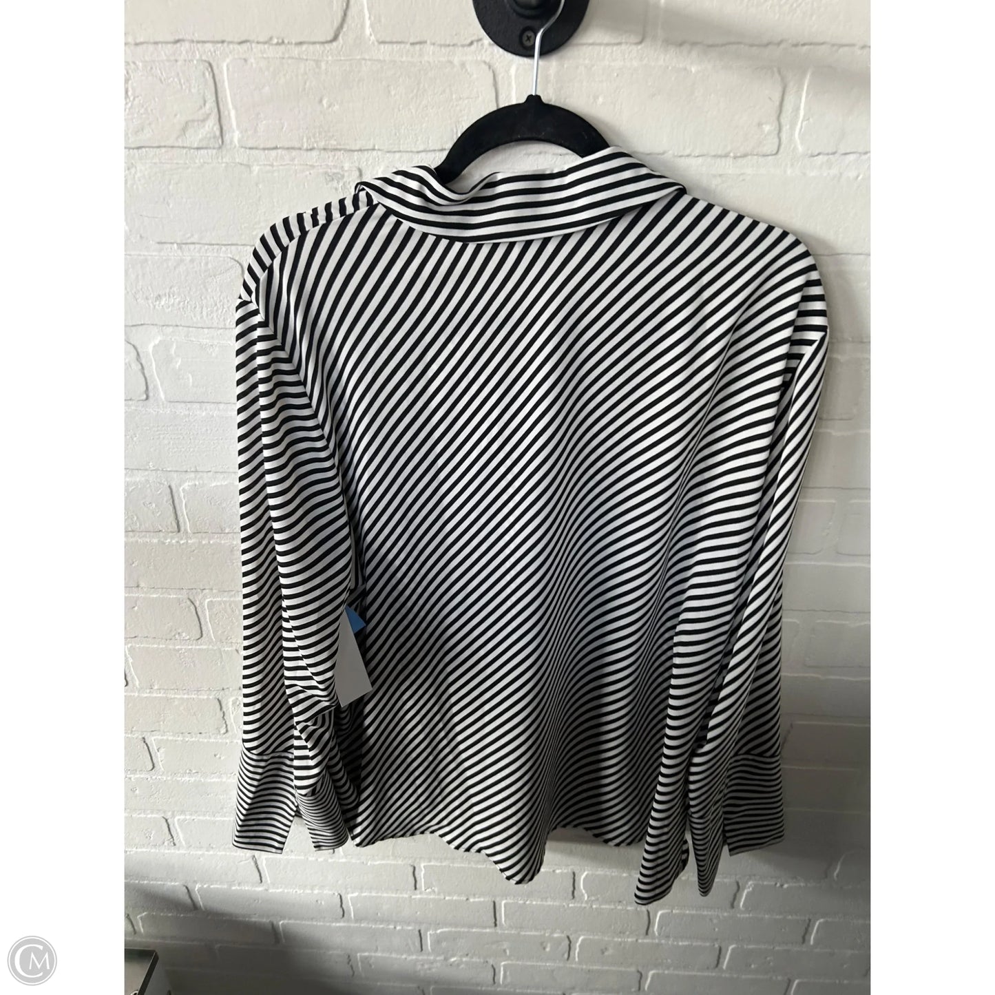 Blouse Long Sleeve By Anne Klein In Black & White, Size: Xl