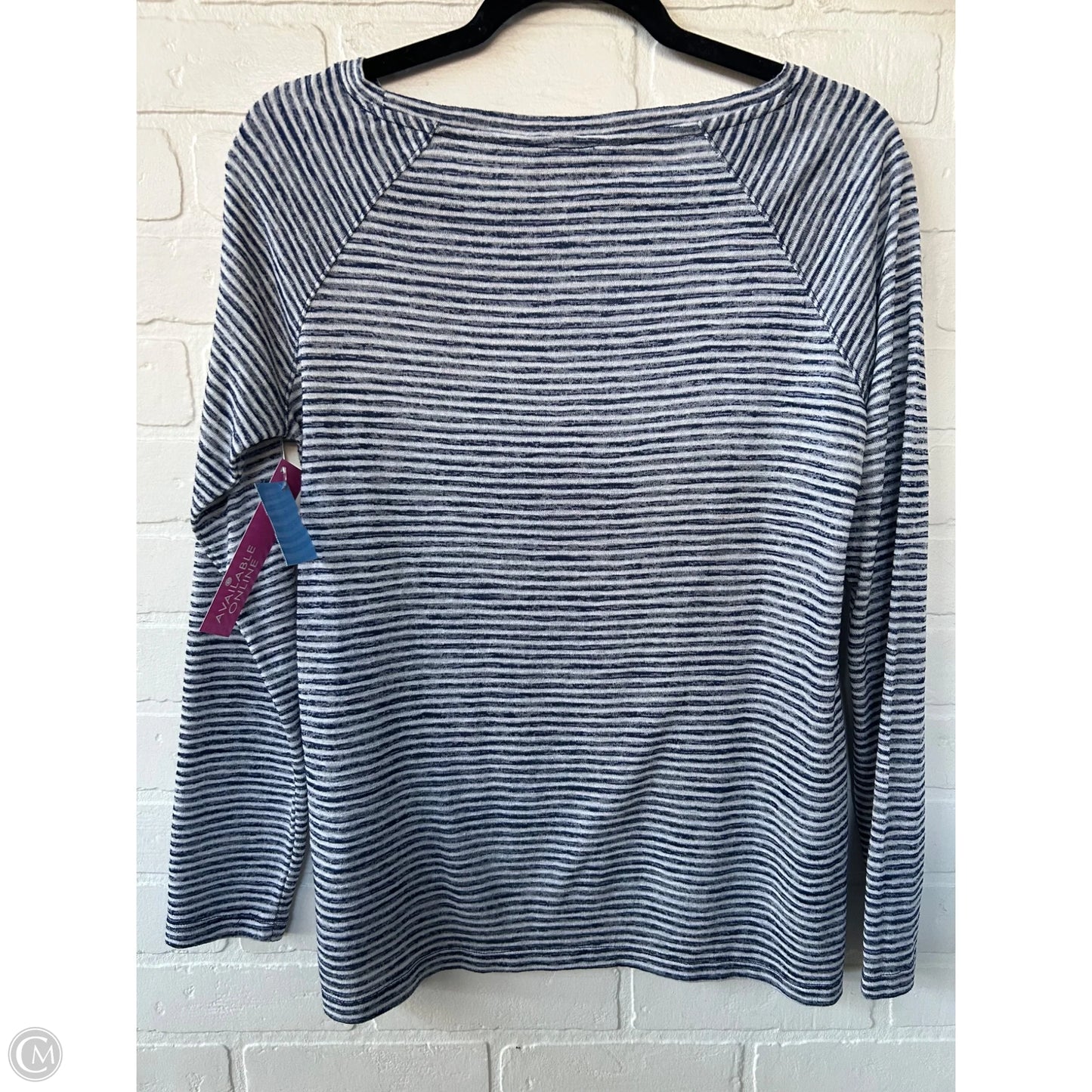 Top Long Sleeve By Banana Republic In Blue & White, Size: S