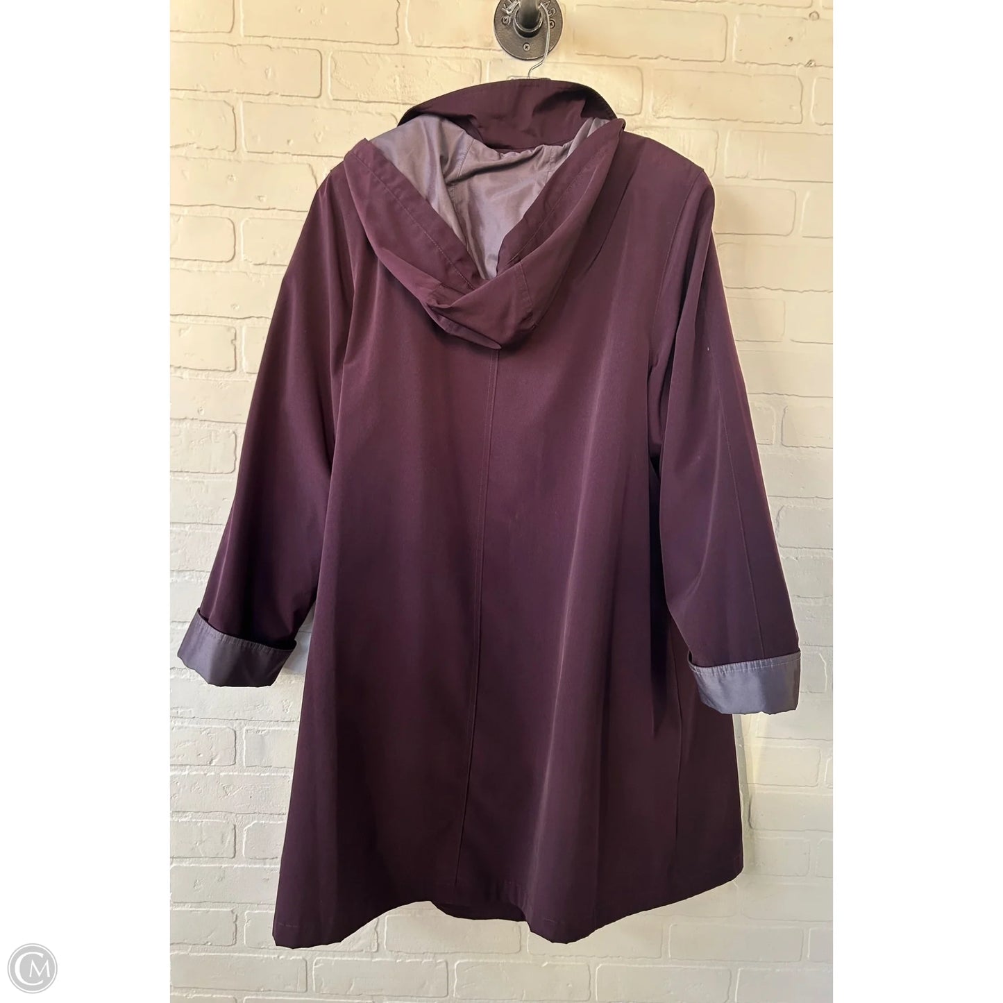 Coat Trench Coat By Gallery In Purple, Size: 1x