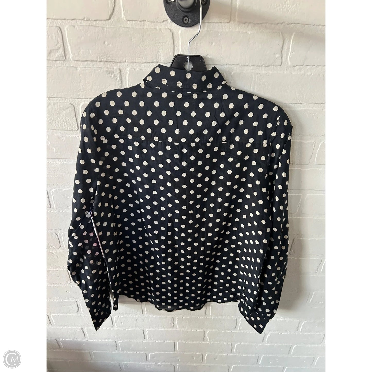 Blouse Long Sleeve By J. Crew In Black & Cream, Size: S