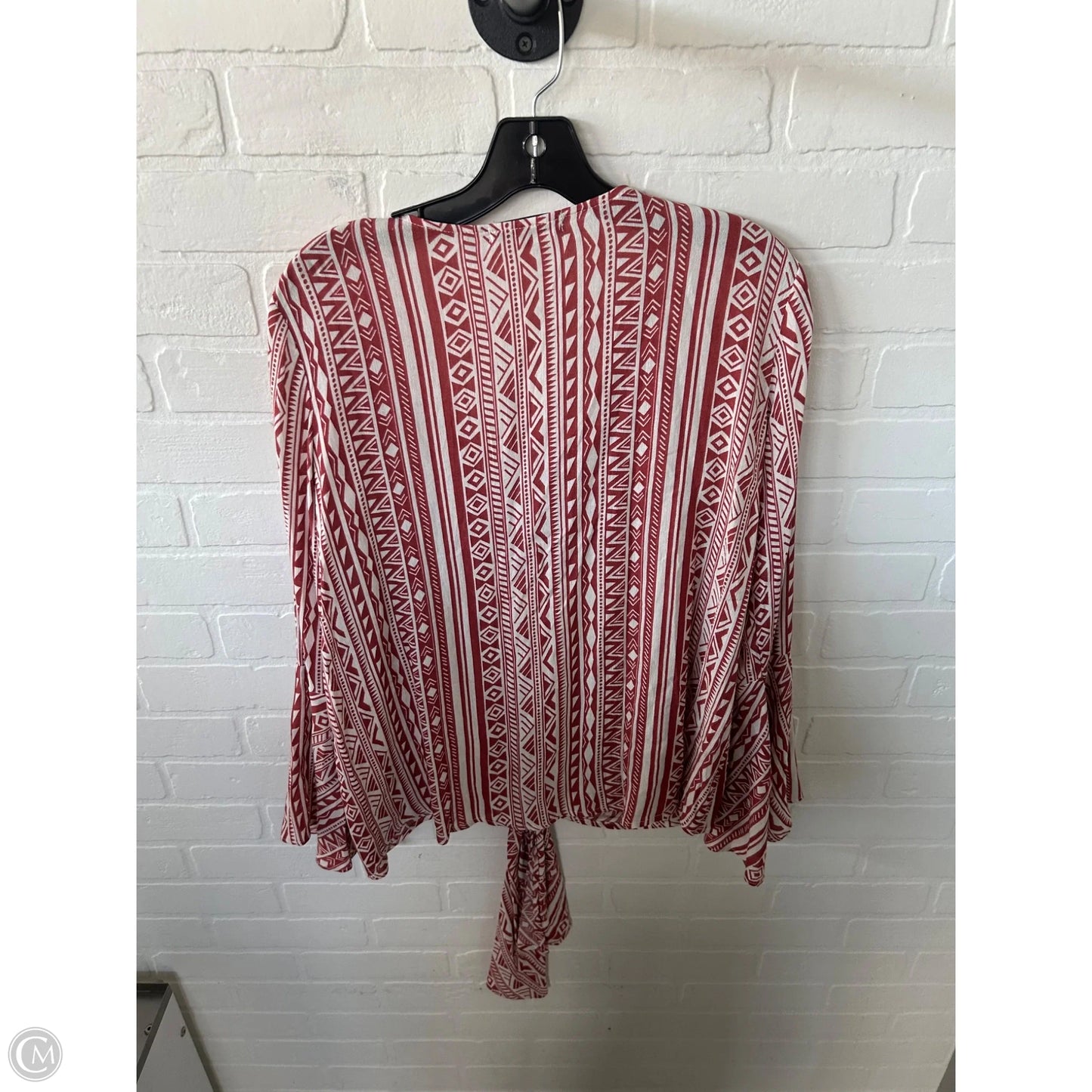 Top Long Sleeve By Wishlist In Red & White, Size: S