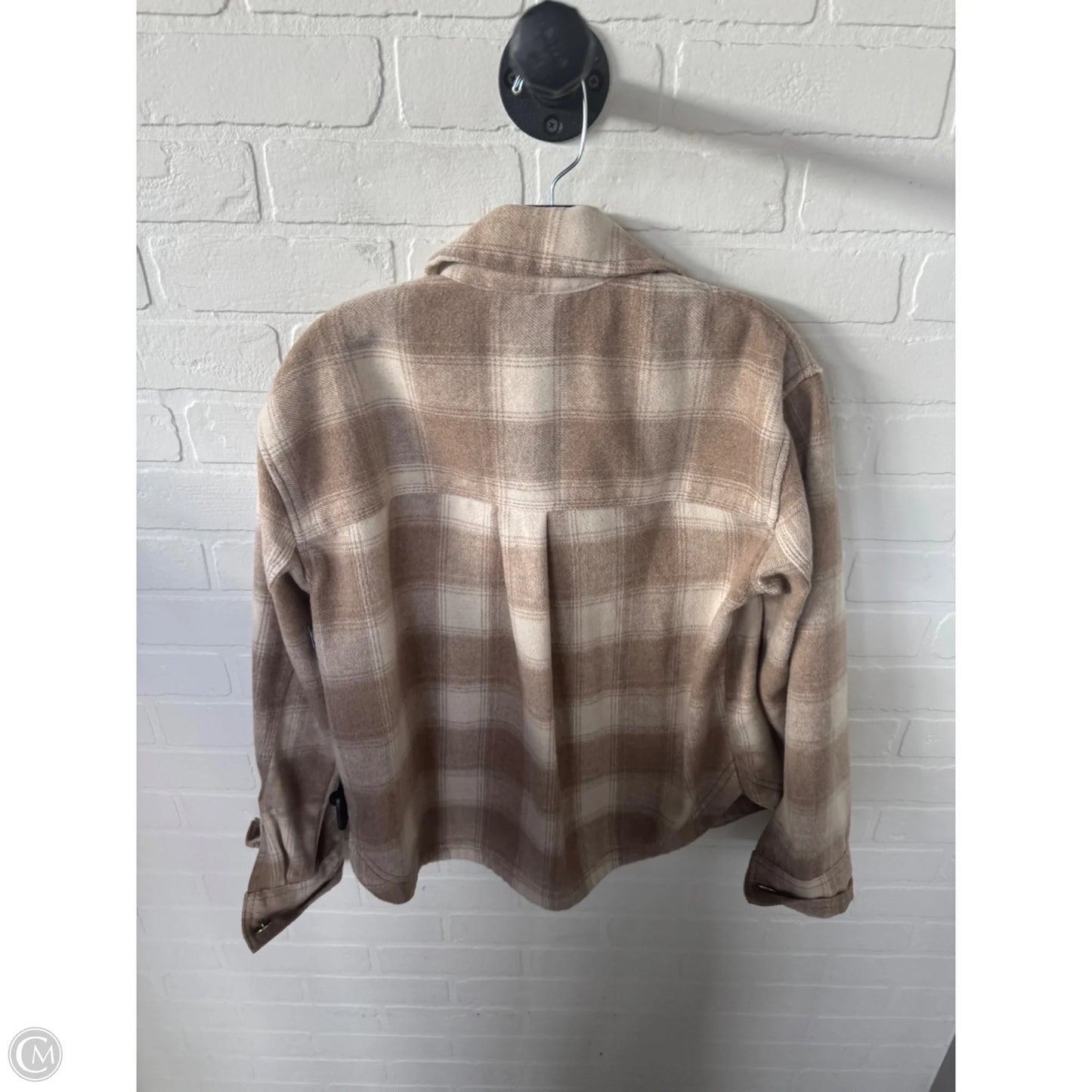 Jacket Shirt By American Eagle In Cream & Tan, Size: Xs