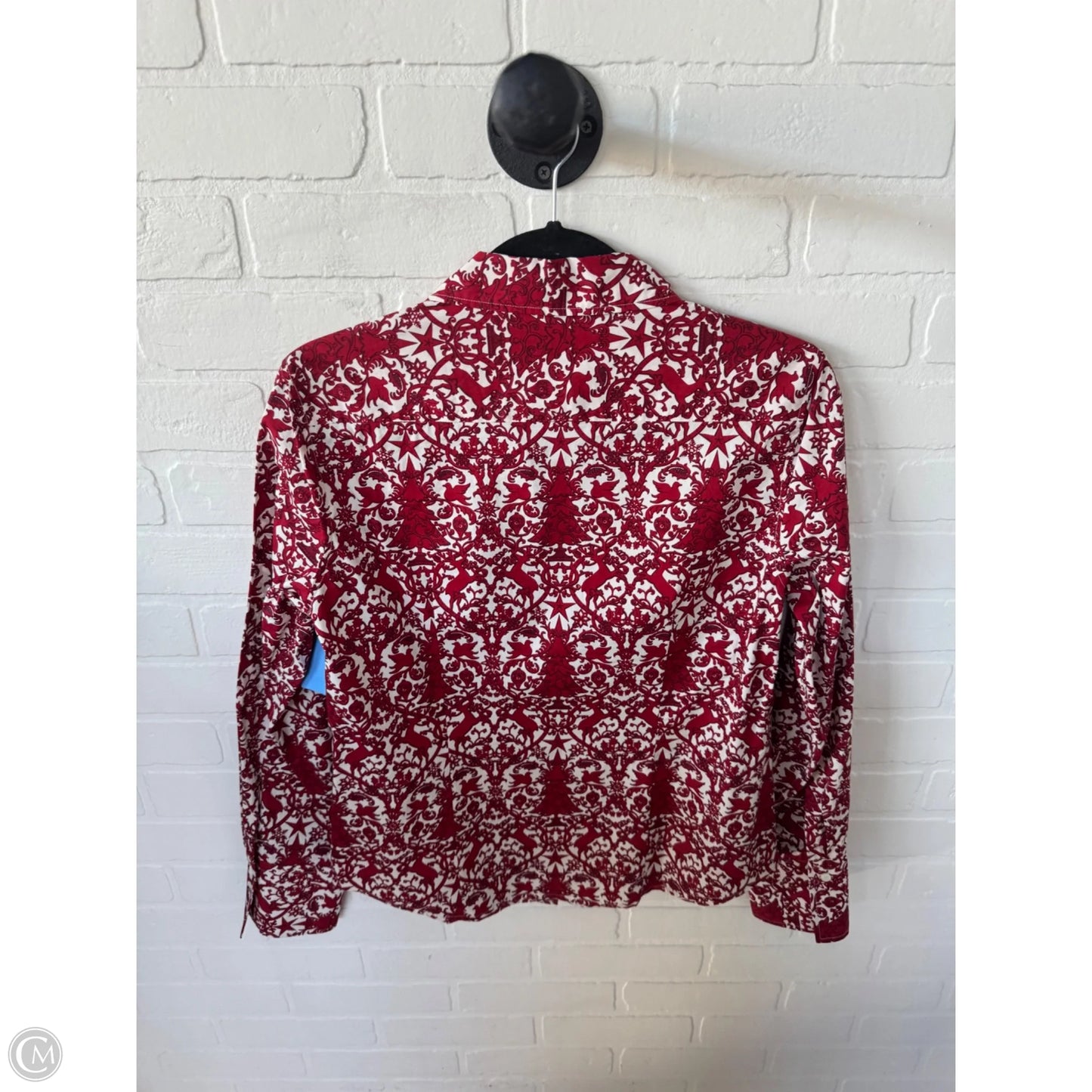 Top Long Sleeve By Talbots In Red & White, Size: M