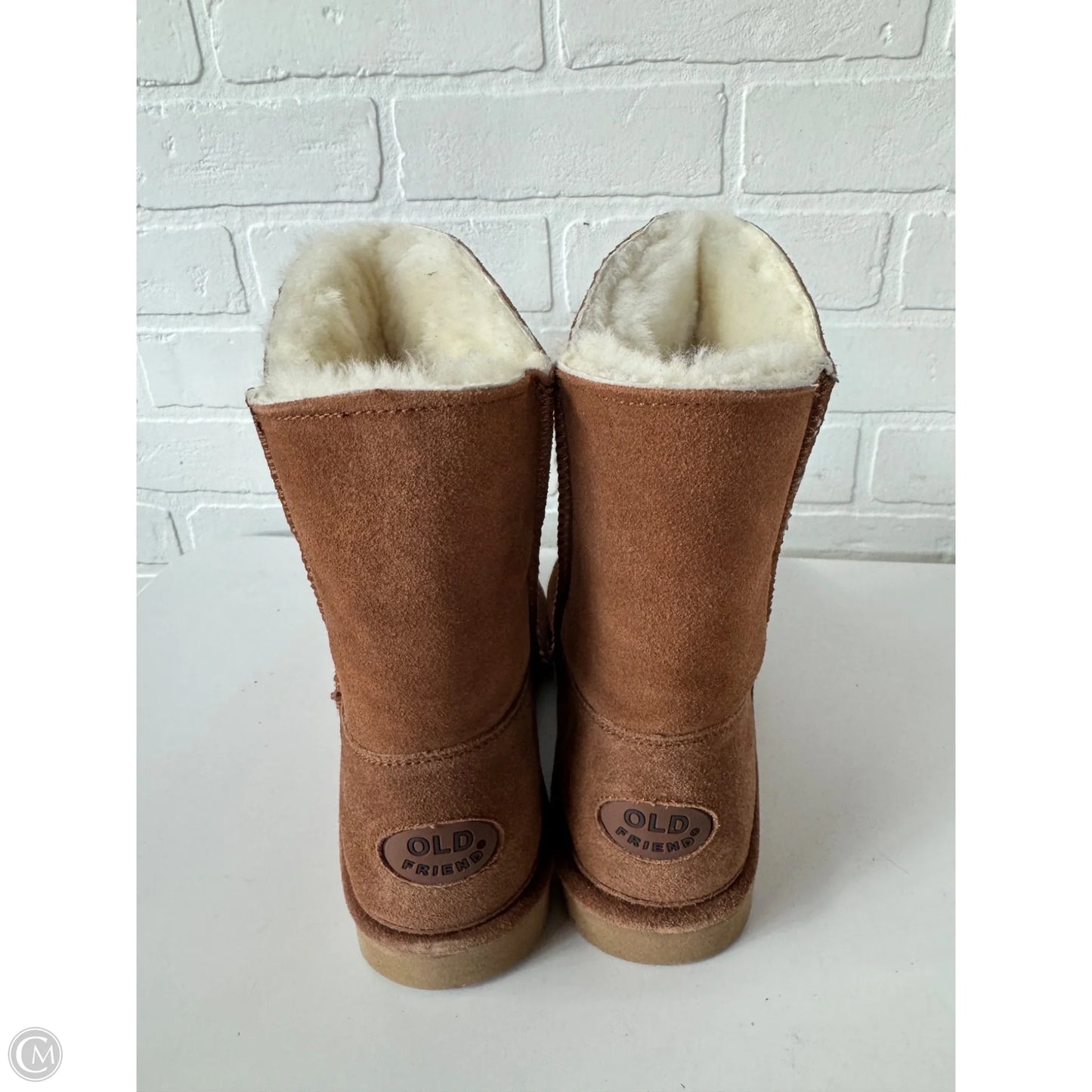 Boots Mid-calf Flats By Cmc In Brown & Cream, Size: 7