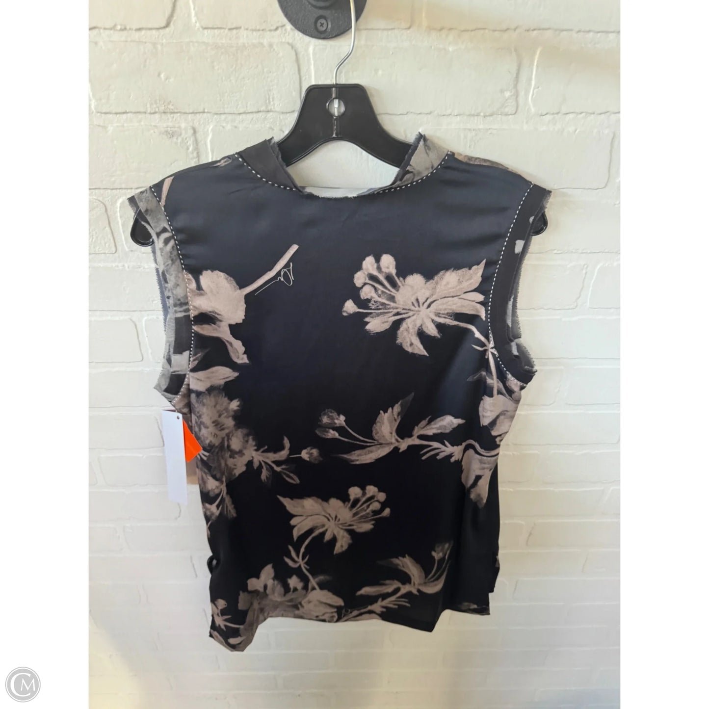 Blouse Sleeveless By Donna Karan In Black & Tan, Size: M