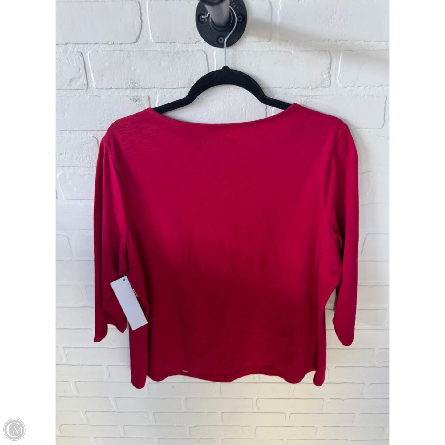 Top 3/4 Sleeve By Coldwater Creek In Red & White, Size: 1x