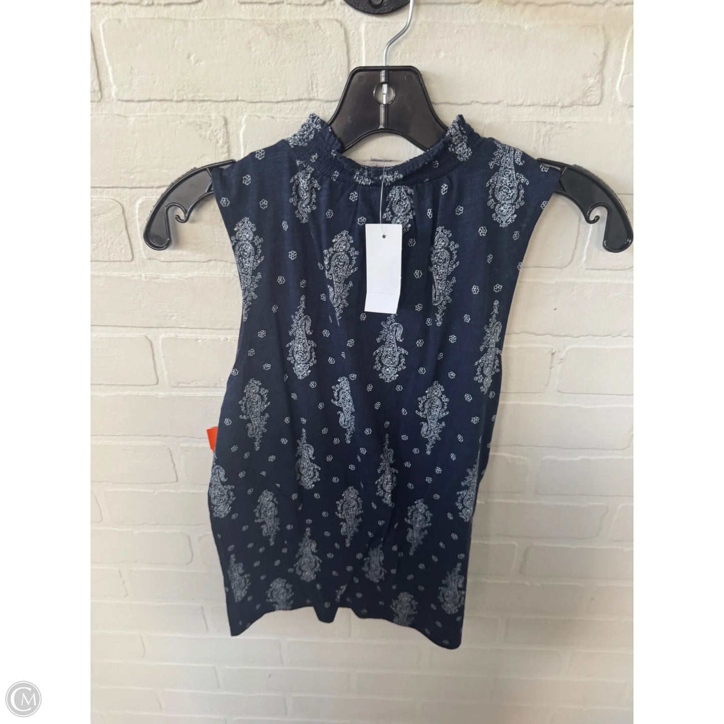 Top Sleeveless By Loft In Blue & White, Size: S