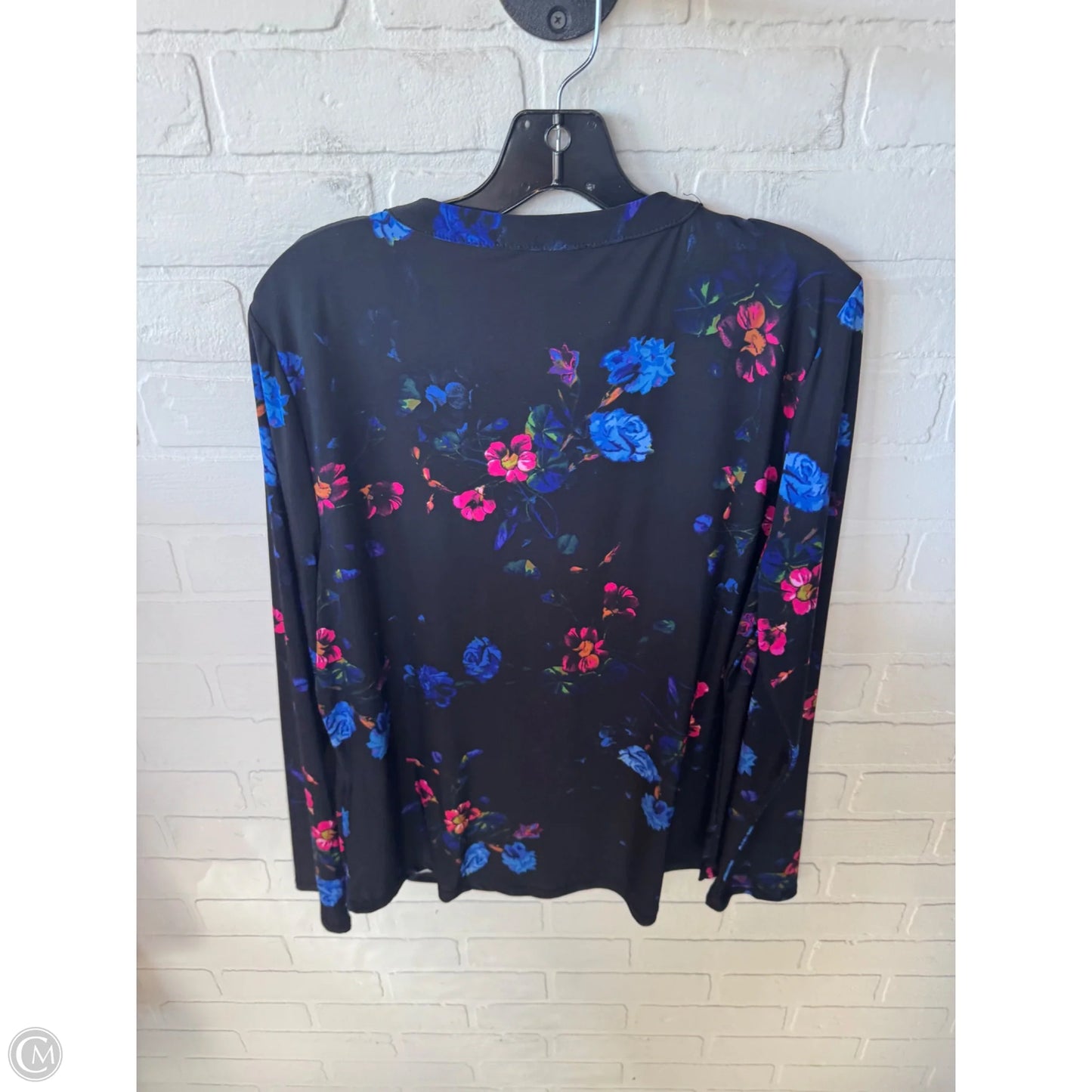 Blouse Long Sleeve By Clothes Mentor In Black & Blue, Size: L