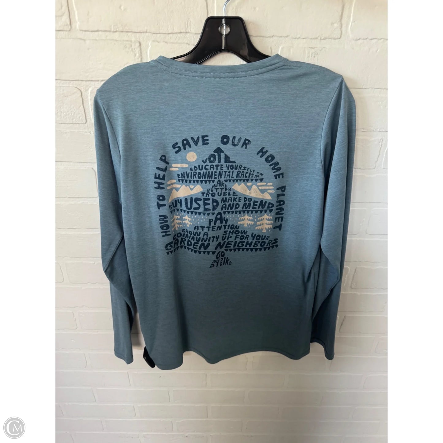 Athletic Top Long Sleeve Crewneck By Patagonia In Blue & Tan, Size: S