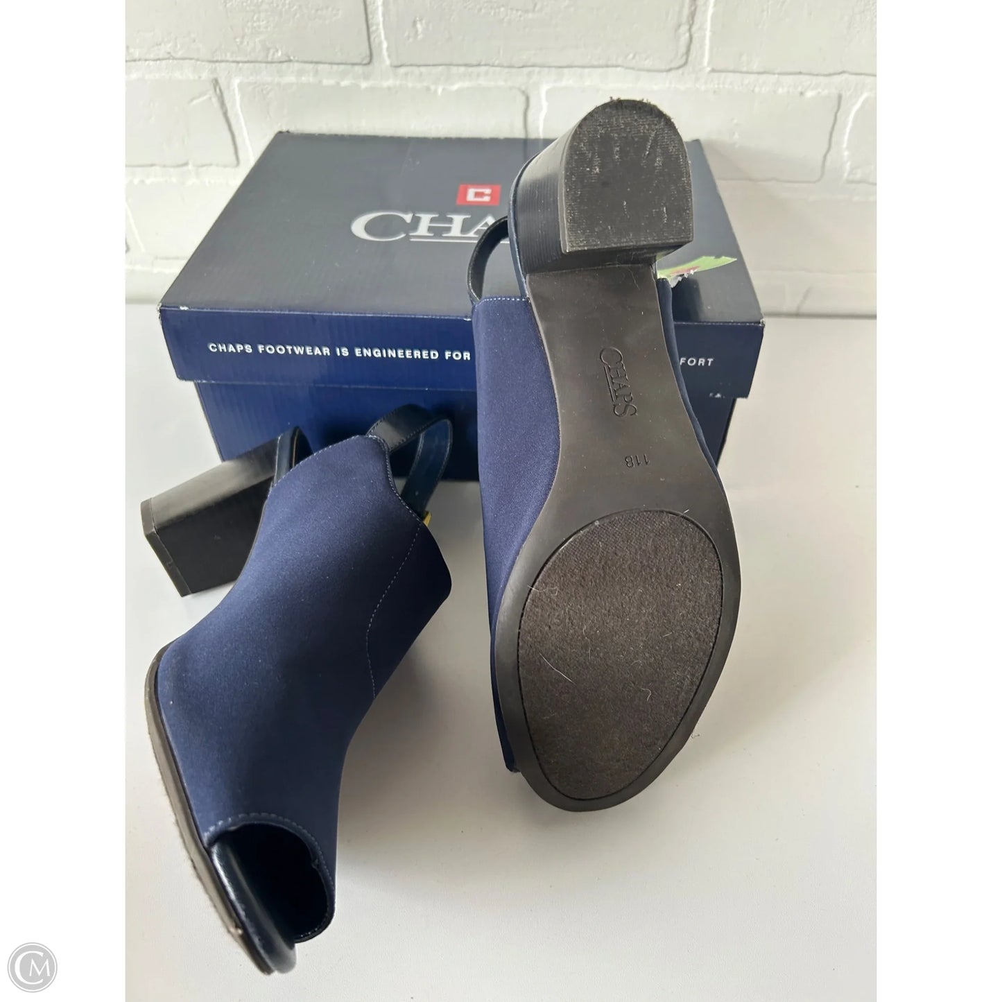 Sandals Heels Block By Chaps In Navy, Size: 11