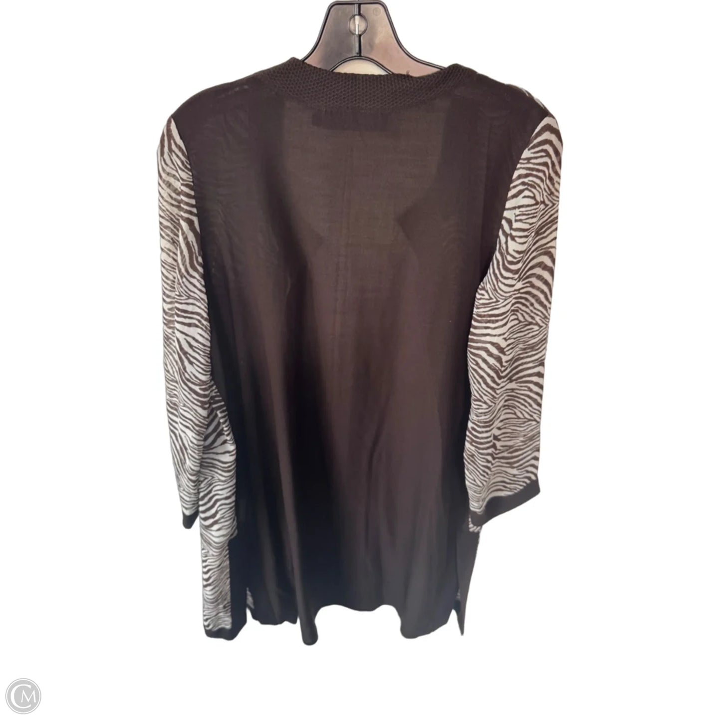 Cardigan By Misook In Brown & White, Size: S