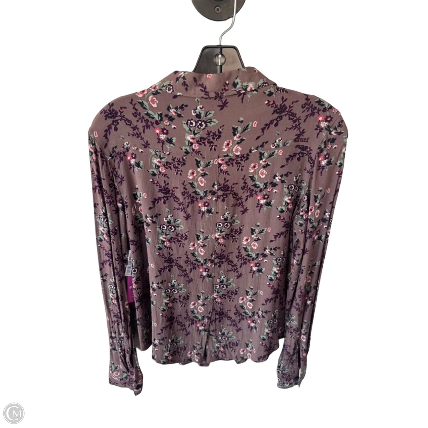 Blouse Long Sleeve By Clothes Mentor In Purple & White, Size: S