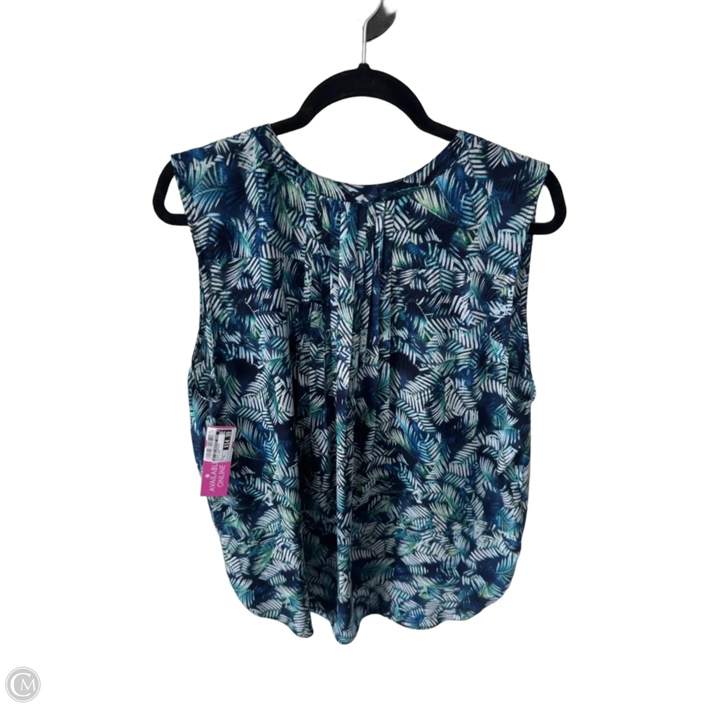 Blouse Sleeveless By Not Your Daughters Jeans In Blue & White, Size: Xl
