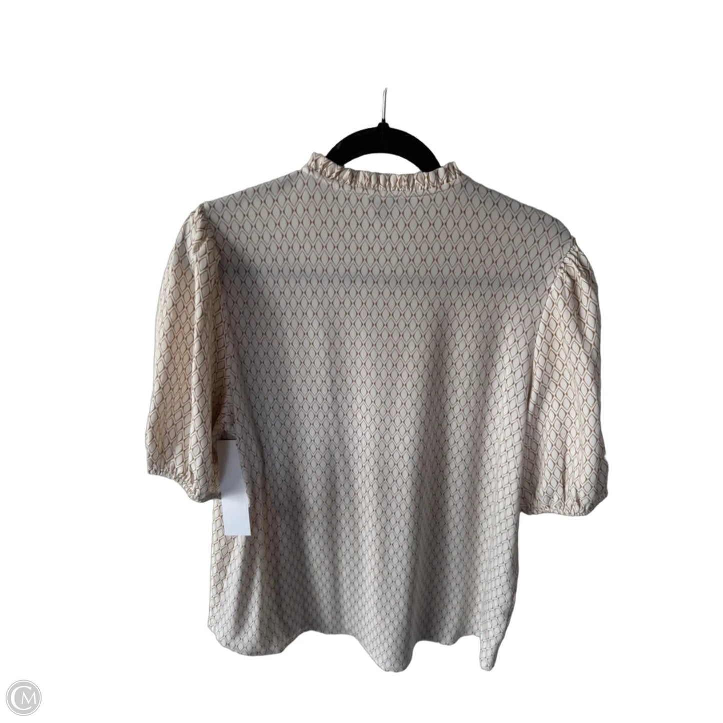 Blouse Short Sleeve By Ann Taylor In Cream & Tan, Size: M