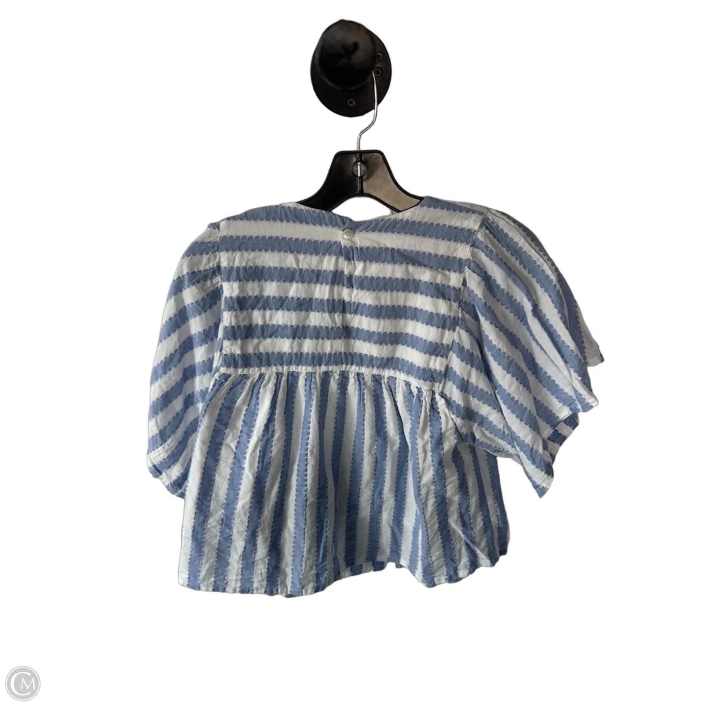 Blouse Short Sleeve By Clothes Mentor In Blue & White, Size: Xs