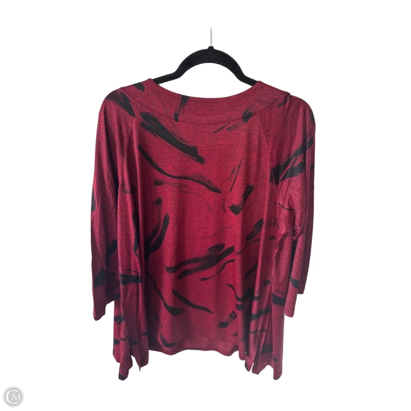 Tunic Long Sleeve By Jess And Jane In Black & Red, Size: 1x