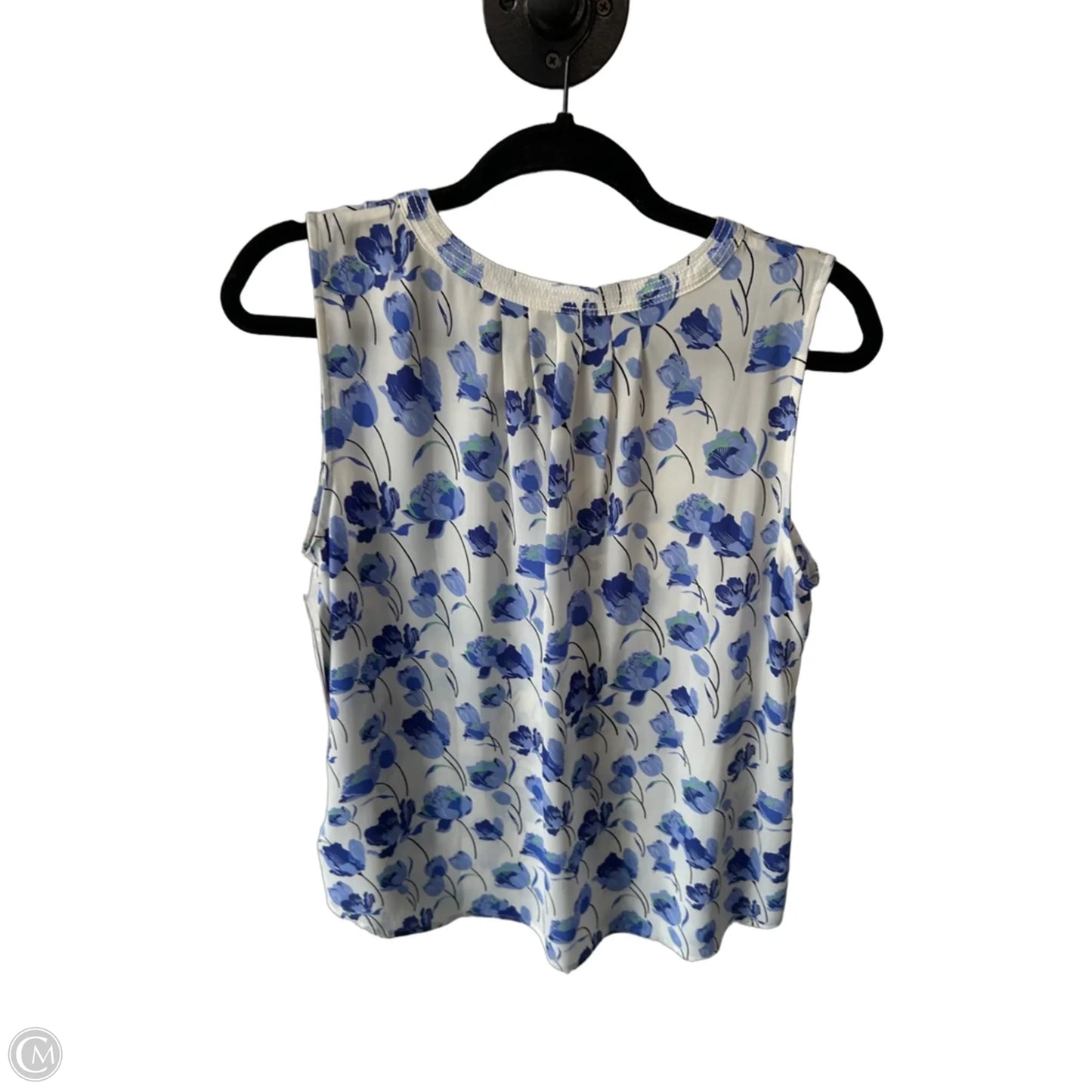 Blouse Sleeveless By Talbots In Blue & White, Size: Mp