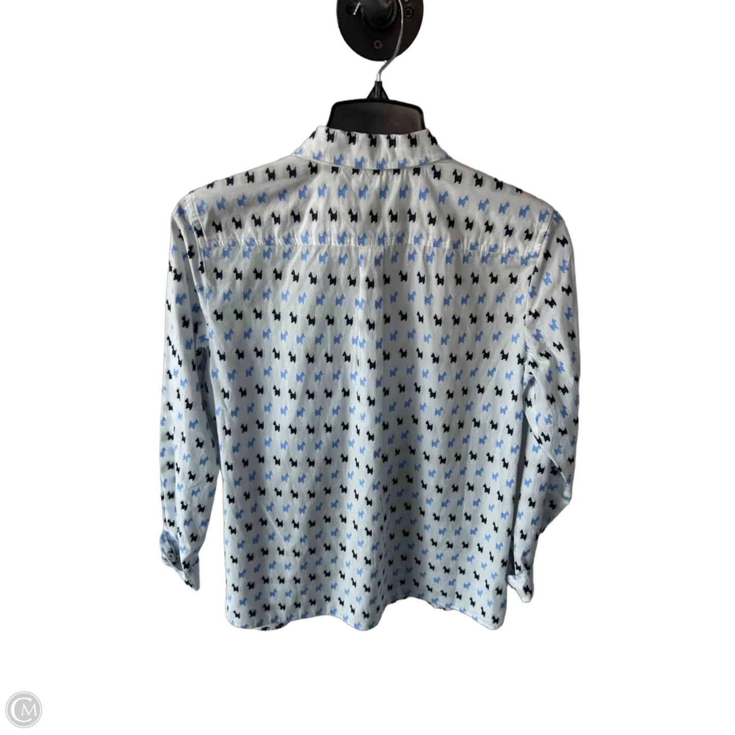 Blouse Long Sleeve By Talbots In Blue & White, Size: Mp