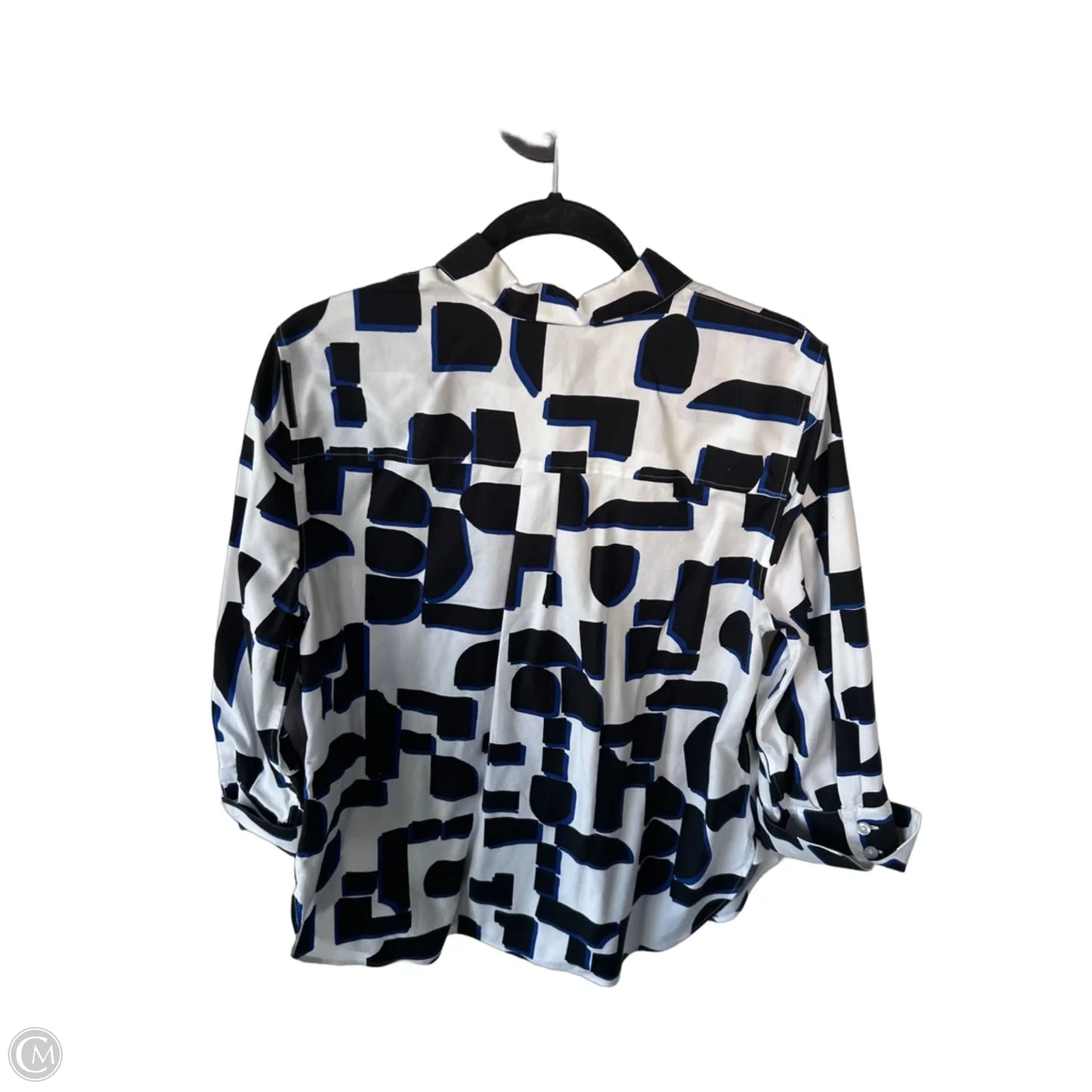 Blouse Long Sleeve By Chicos In Black & Blue, Size: L