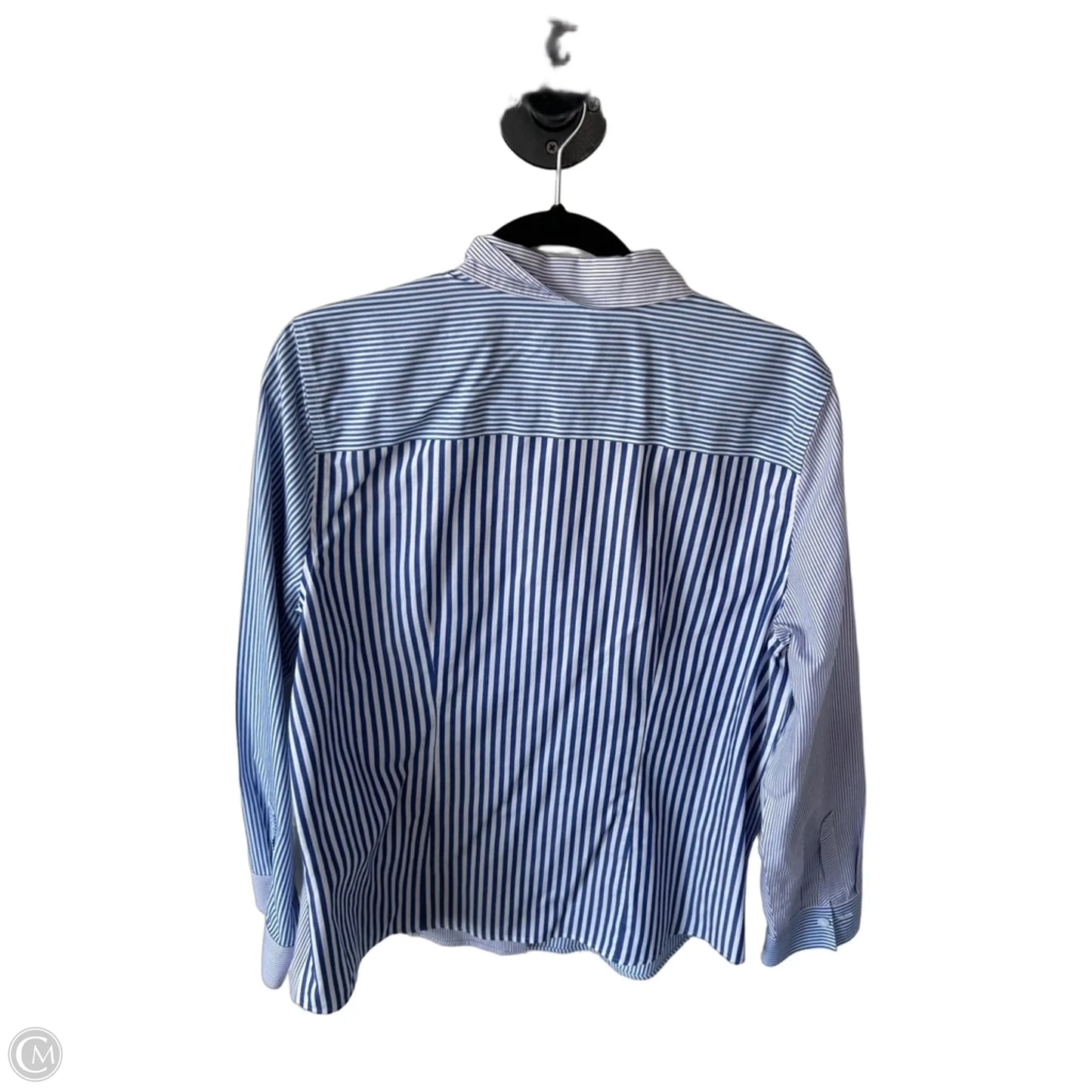 Blouse Long Sleeve By Chicos In Blue & White, Size: L