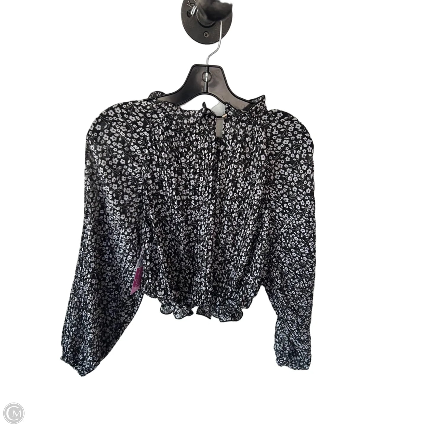 Blouse Long Sleeve By Lush In Black & White, Size: Xs