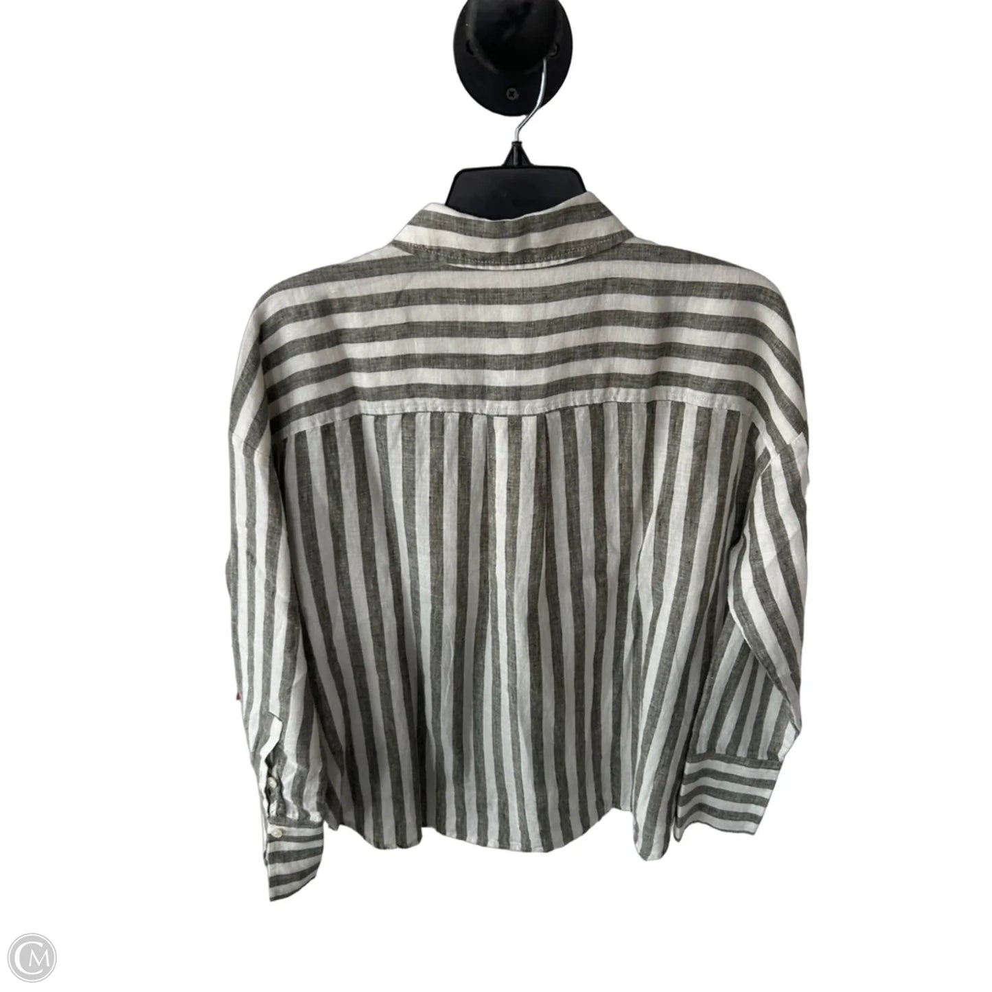 Blouse Long Sleeve By Haven In Green & White, Size: Xs