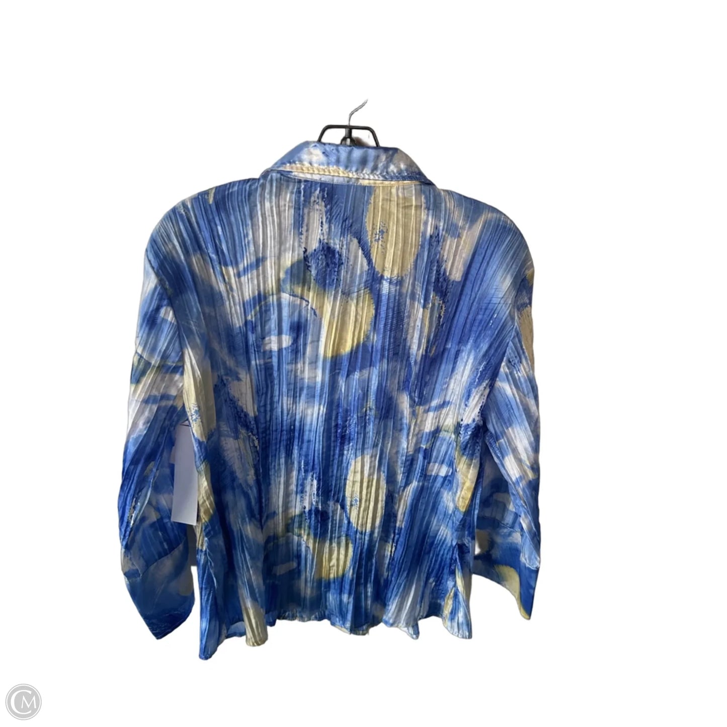 Jacket Shirt By Harve Bernard In Blue & Yellow, Size: Xl