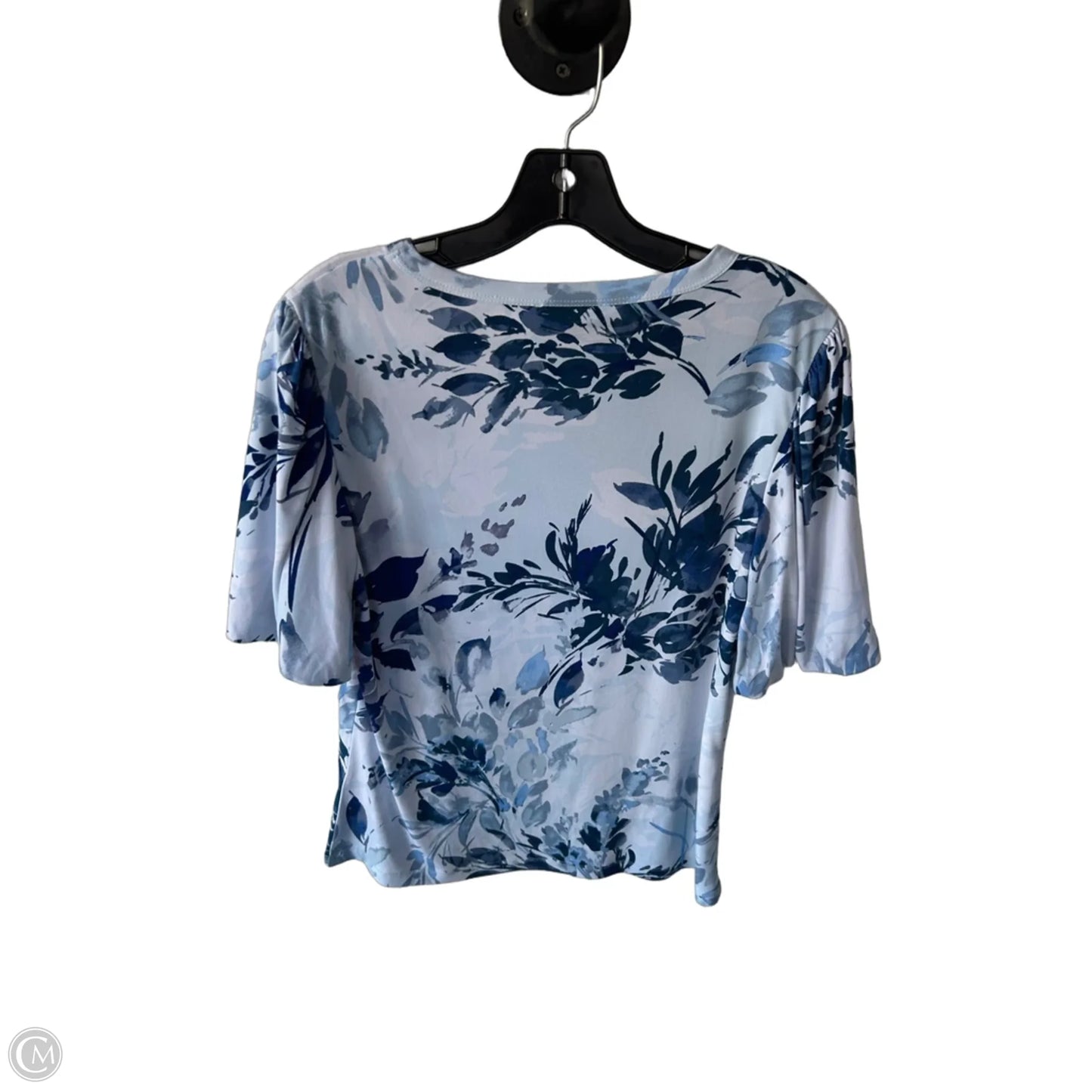Top Short Sleeve By Calvin Klein In Blue & White, Size: M
