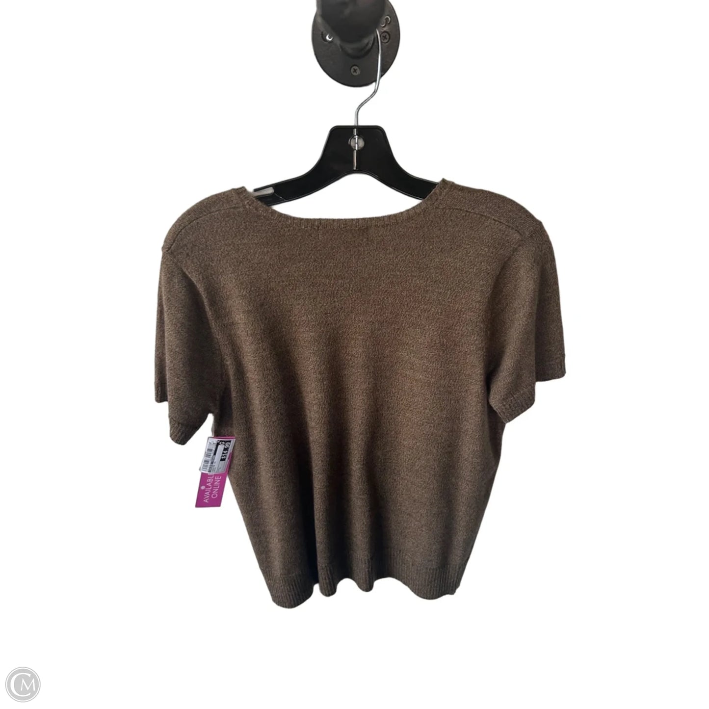Sweater Short Sleeve By Valerie Stevens In Brown, Size: L