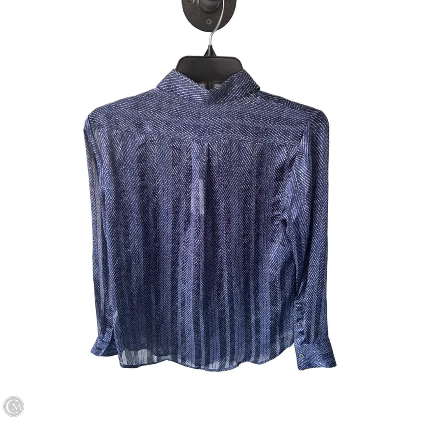 Blouse Long Sleeve By Banana Republic In Blue, Size: L