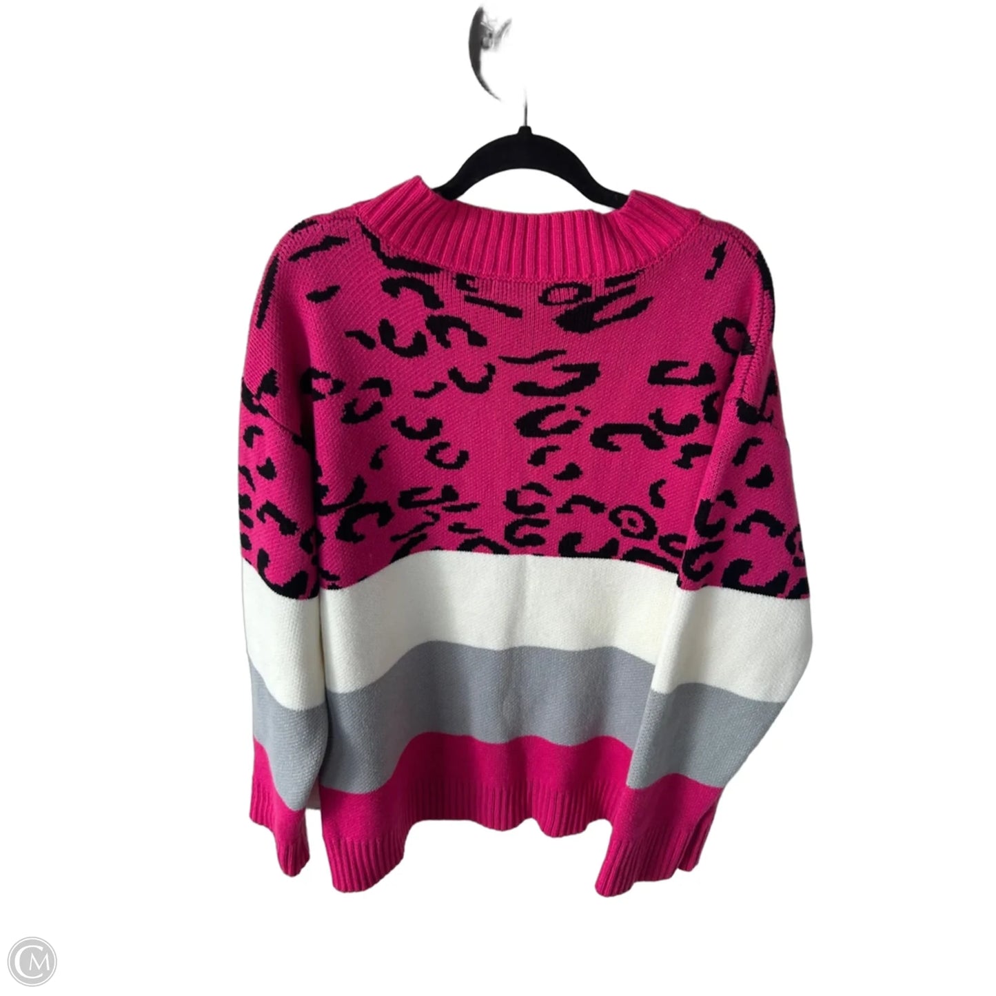 Sweater By Sheilay In Pink & White, Size: 2x