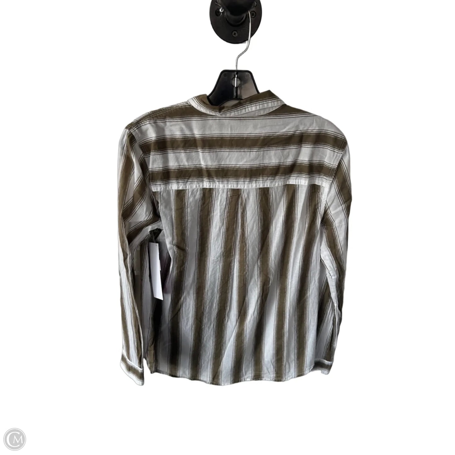 Blouse Long Sleeve By Hinge In Brown & White, Size: S