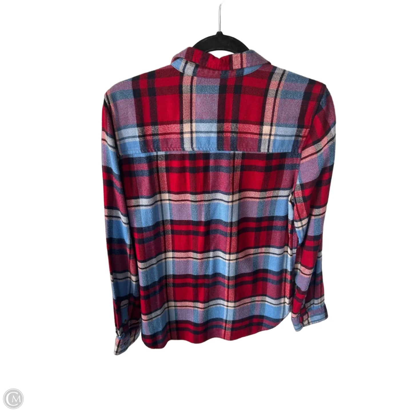 Jacket Shirt By American Eagle In Red & Tan, Size: M