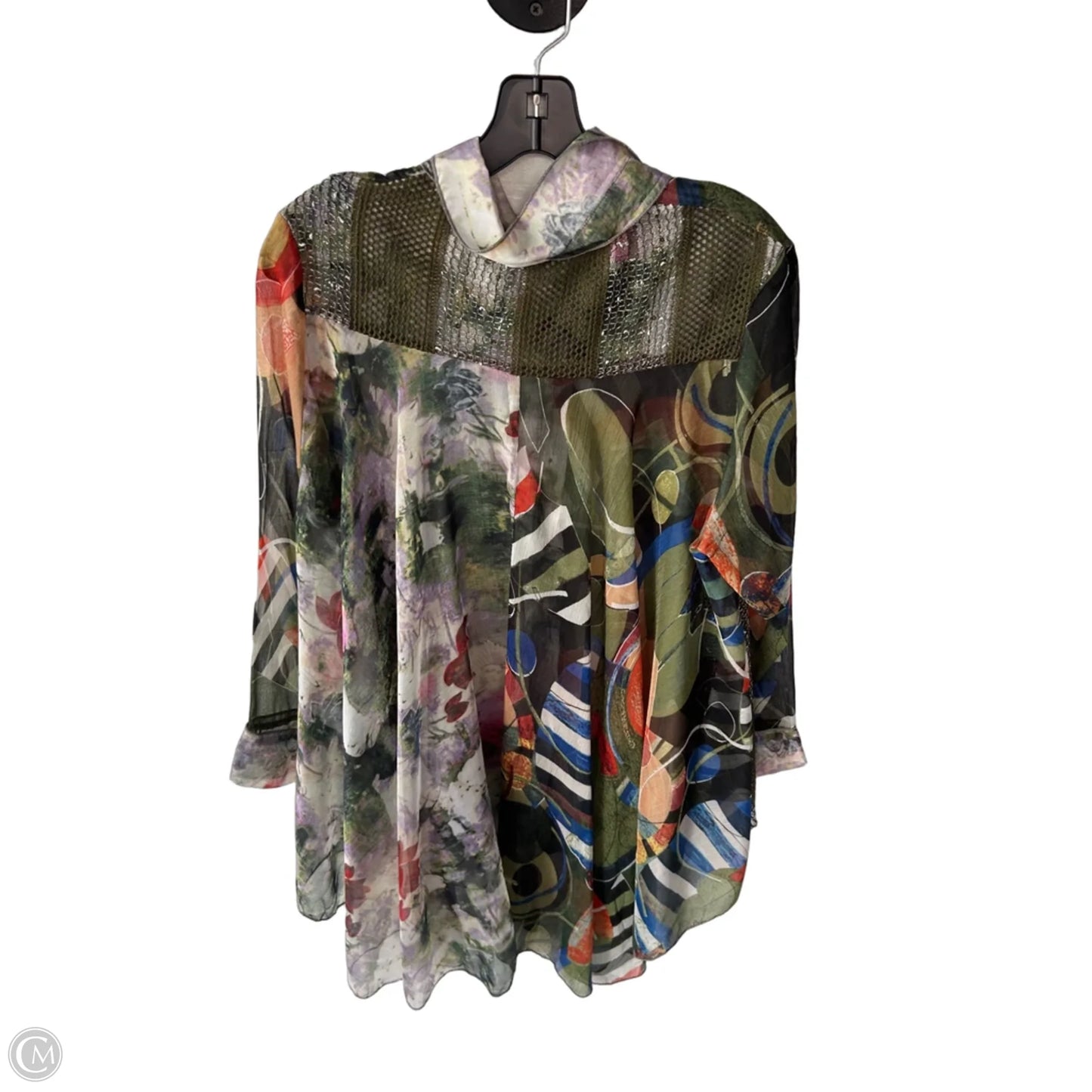 Tunic Long Sleeve By Clothes Mentor In Green & Orange, Size: L