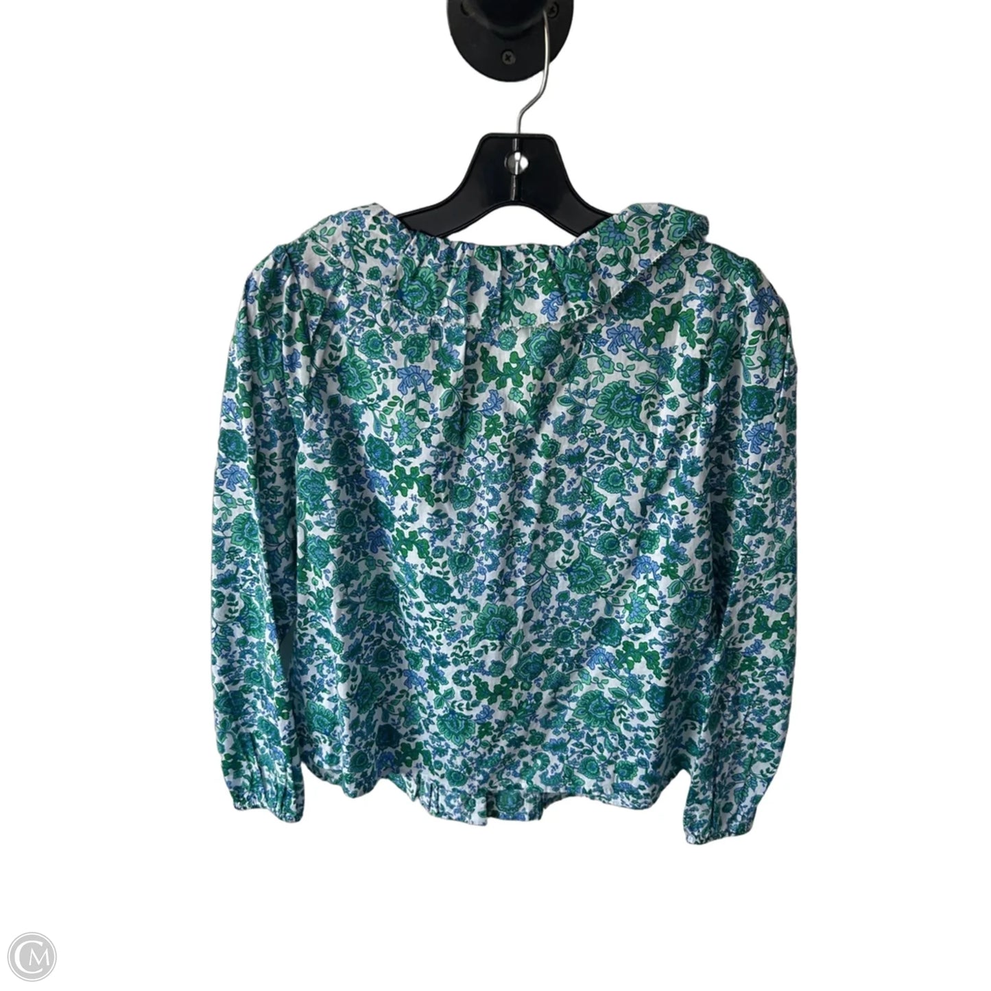Blouse Long Sleeve By Talbots In Green & White, Size: Sp