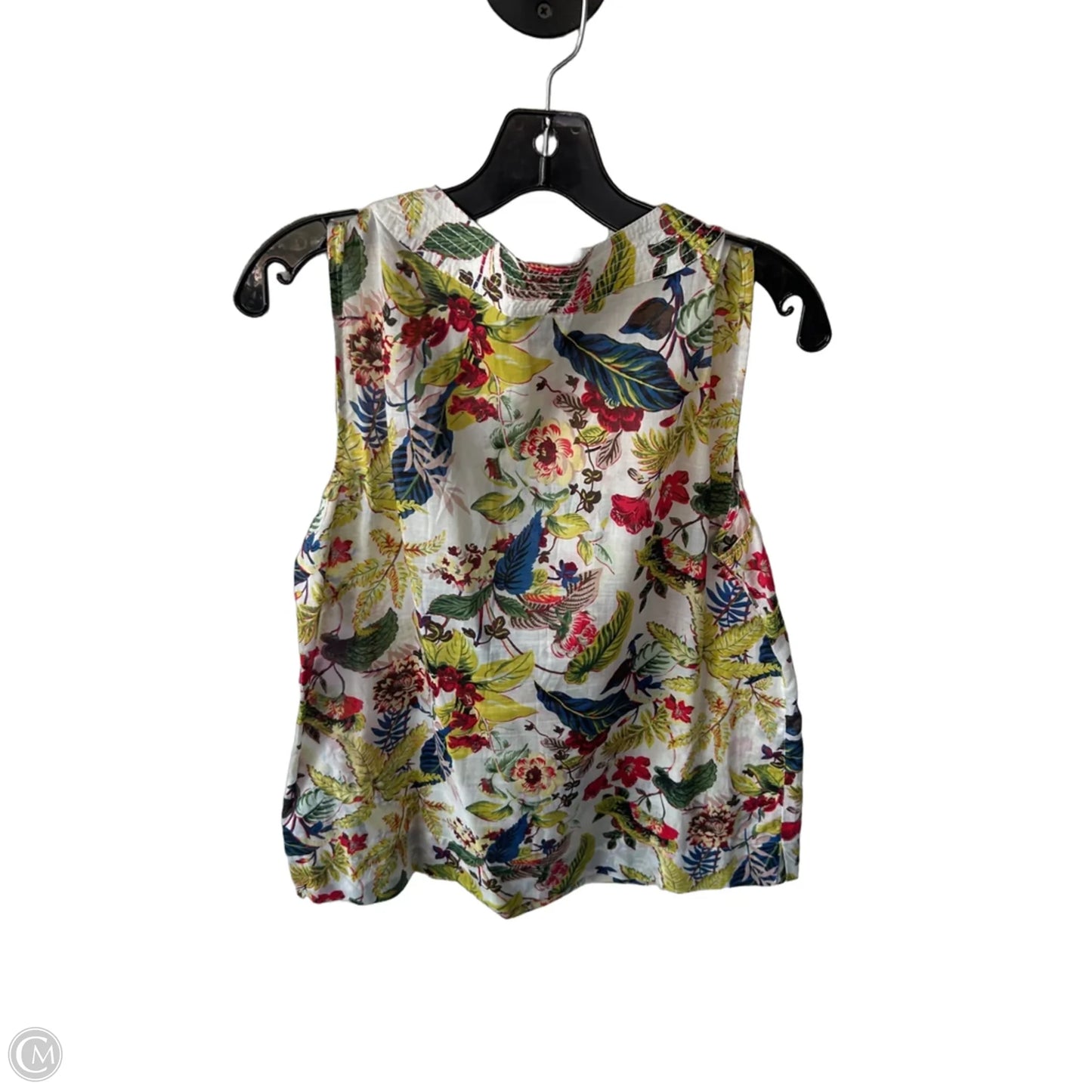 Blouse Sleeveless By Talbots In White & Yellow, Size: L
