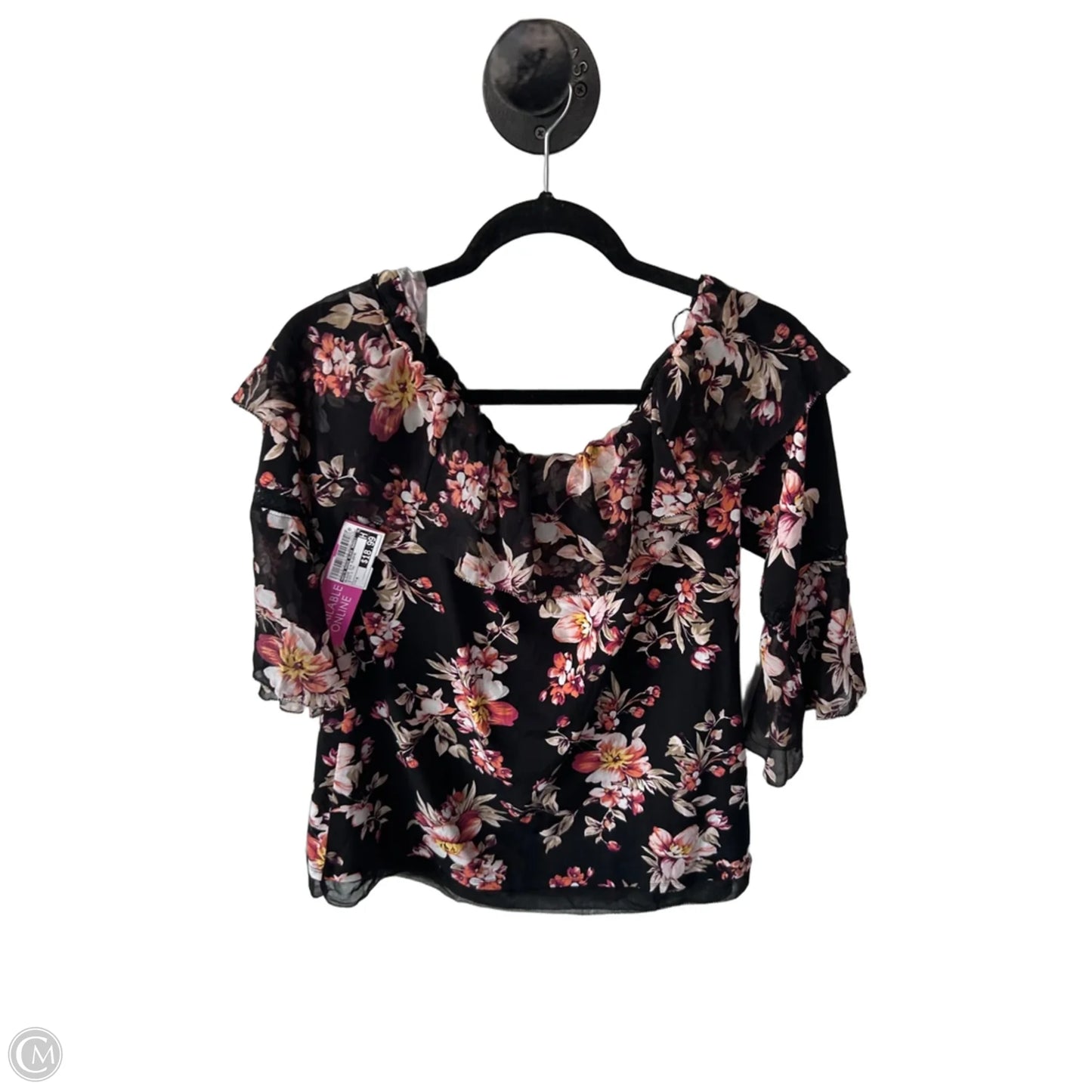 Blouse 3/4 Sleeve By White House Black Market In Black & Tan, Size: M
