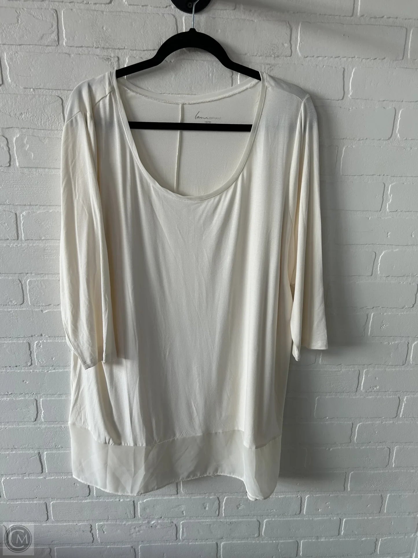 Top 3/4 Sleeve By Lane Bryant In Cream, Size: 1x