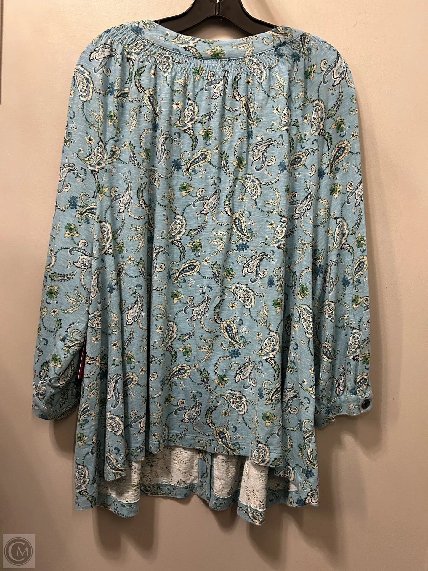 Top 3/4 Sleeve By J. Jill In Blue & Green, Size: 3x