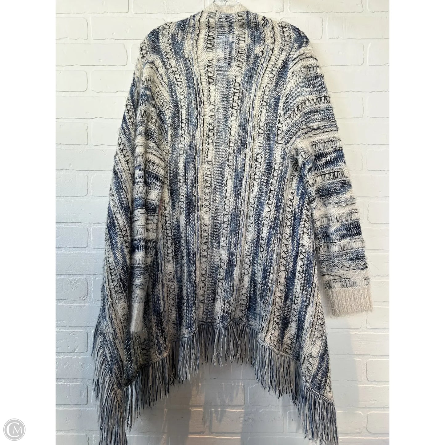 Sweater Cardigan By Monoreno In Blue & Cream, Size: S