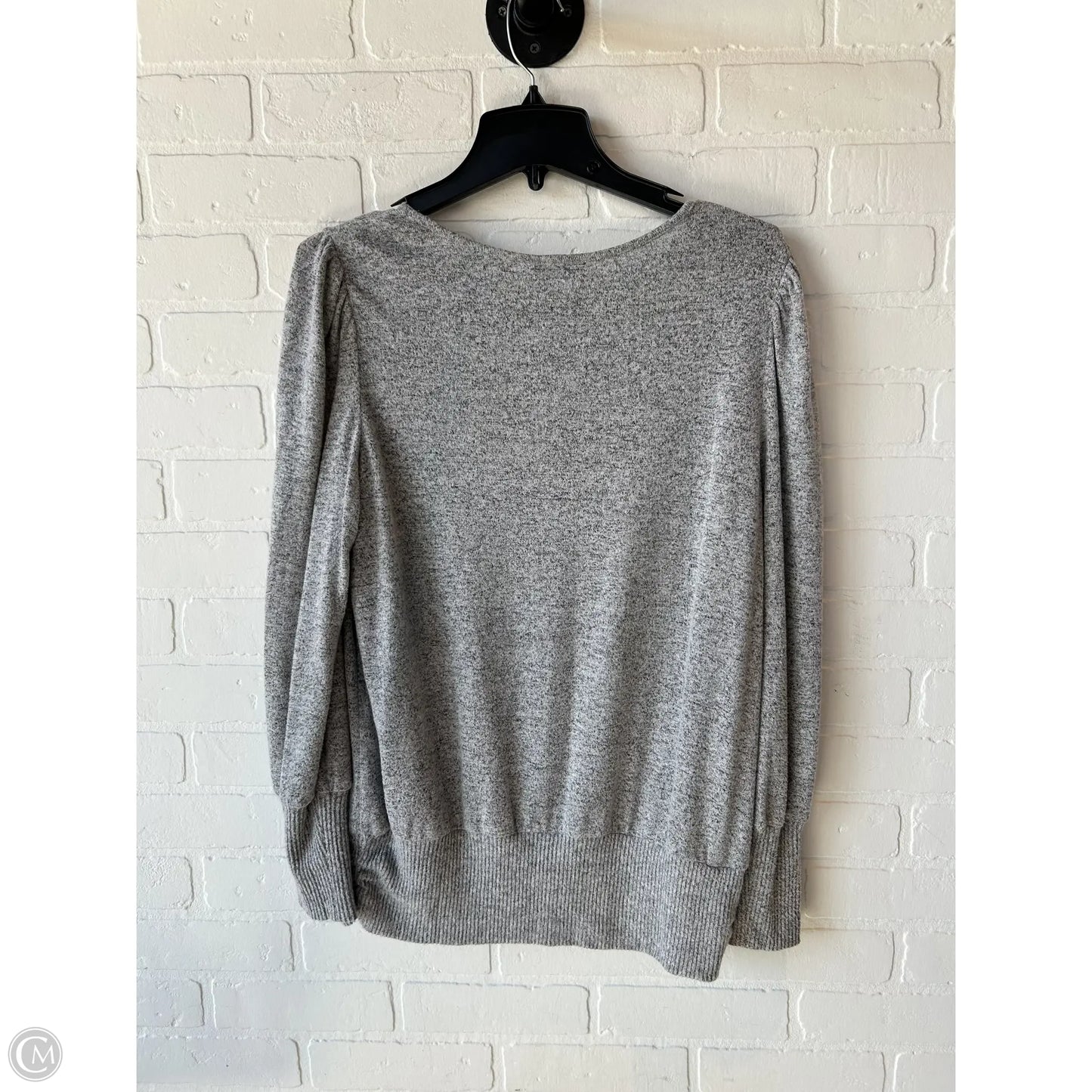 Top Long Sleeve By Ab Studio In Grey, Size: L