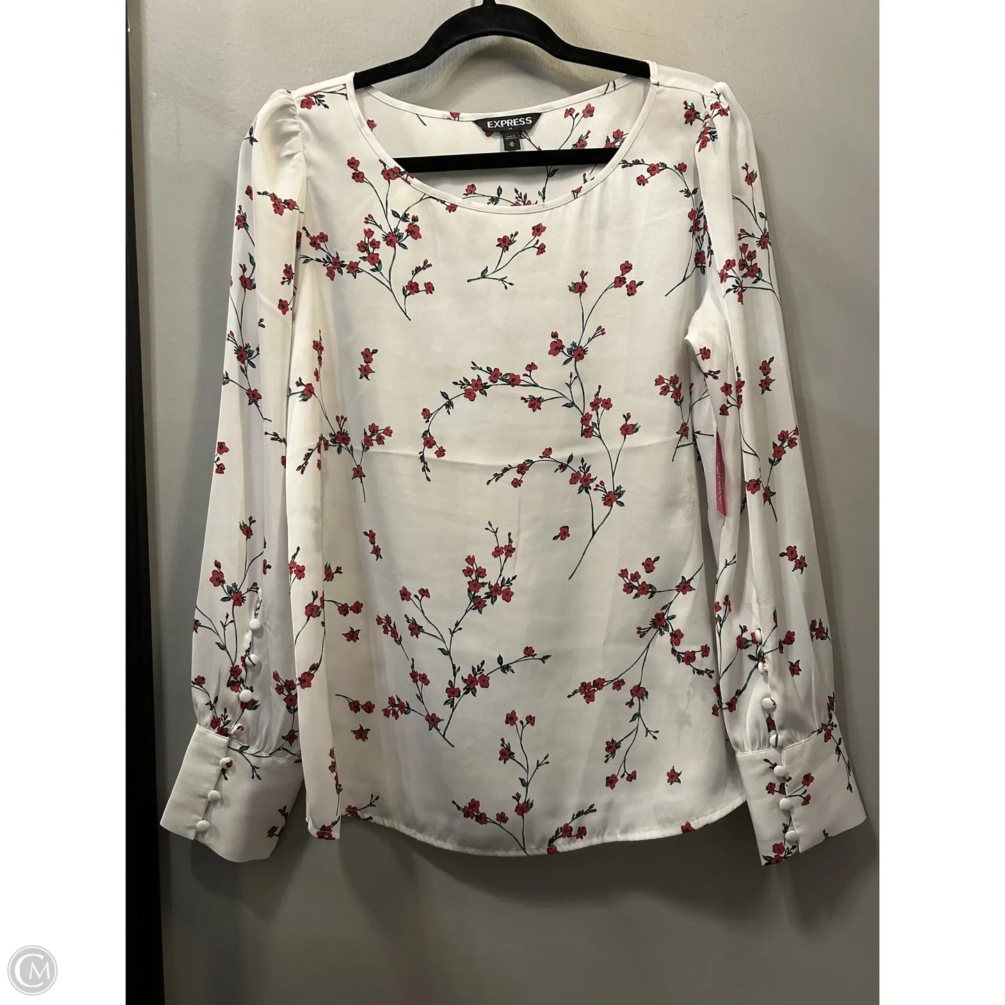 Top Long Sleeve By Express In White, Size: M